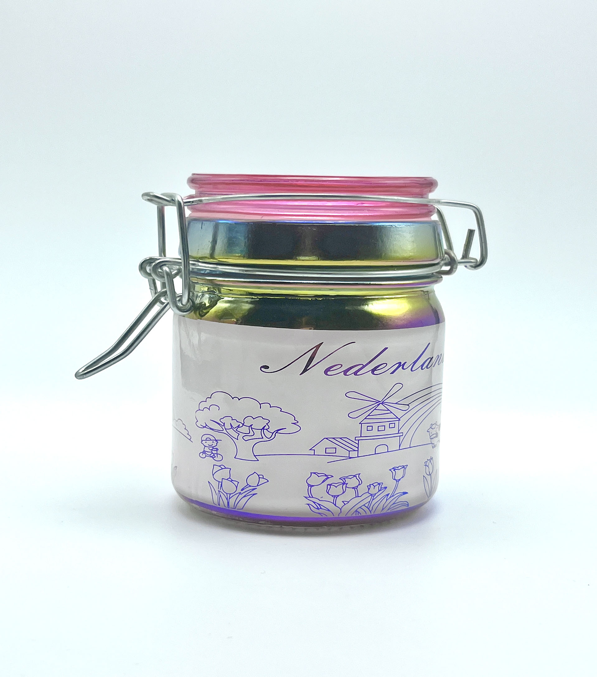 Dry Food Storage Electroplate Isolation Glass Honey Jars With Lid