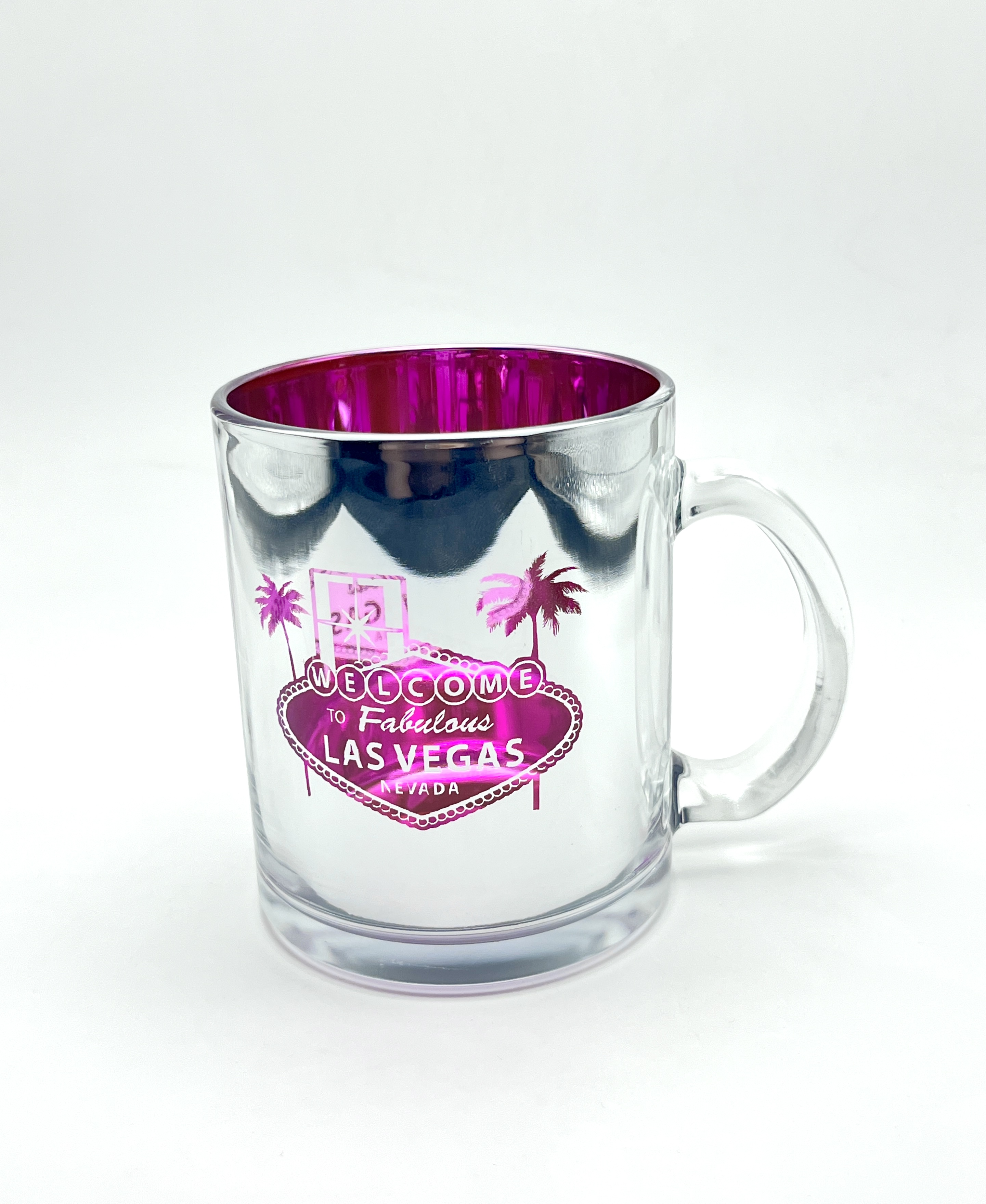 Electroplate Carve Las Vegas Welcome Glass Mug | Blue&Pink Pantone