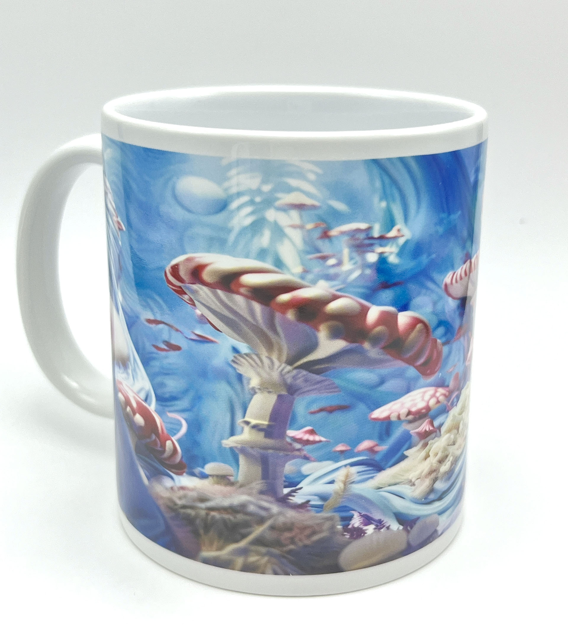 Custom Handmade Ceramic Coffee Travel Mug 3D Ocean Mushroom