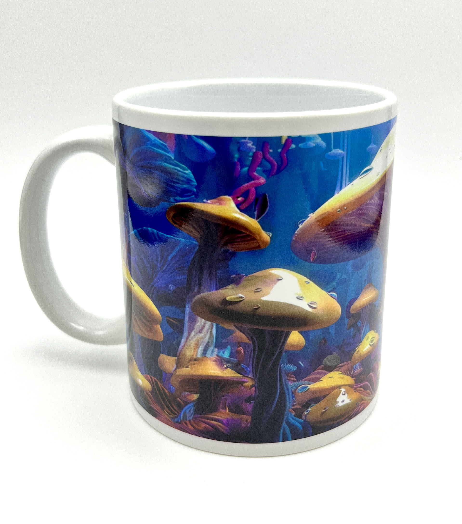 Custom Handmade Ceramic Coffee Travel Mug 3D Ocean Mushroom