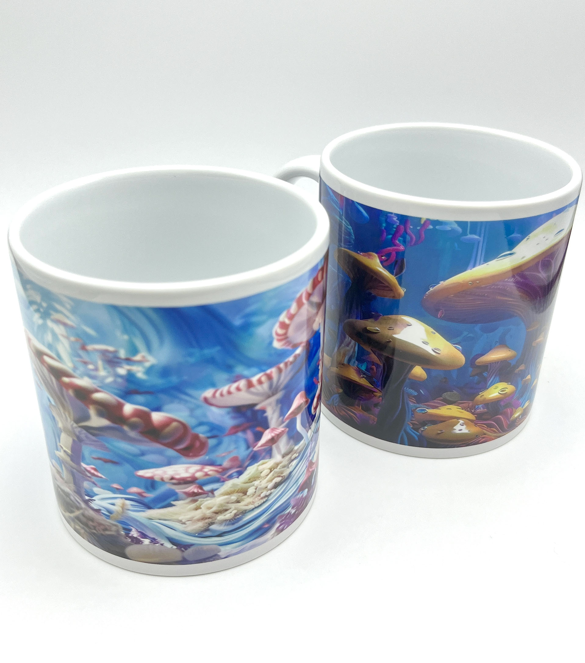Custom Handmade Ceramic Coffee Travel Mug 3D Ocean Mushroom