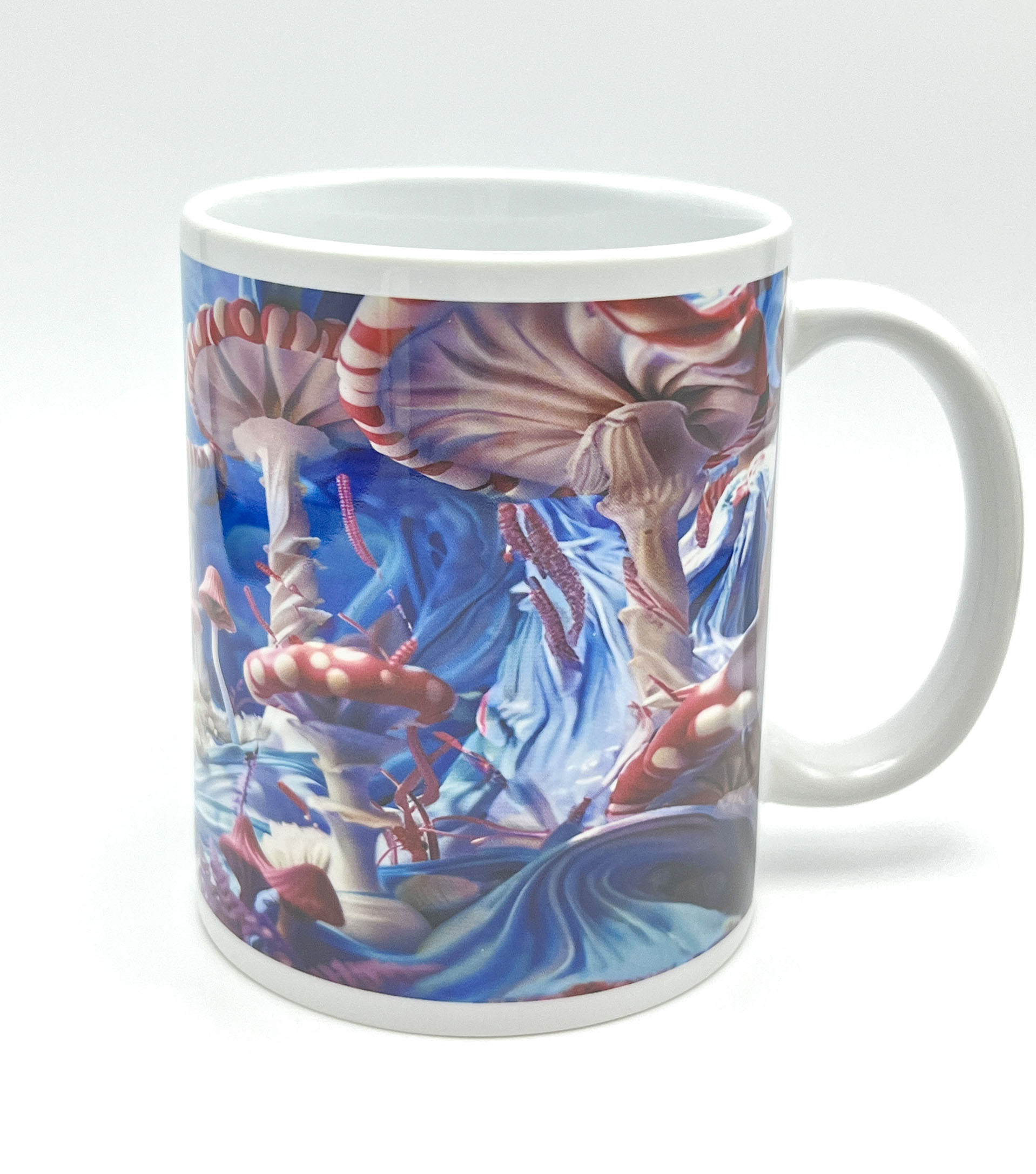 Custom Handmade Ceramic Coffee Travel Mug 3D Ocean Mushroom