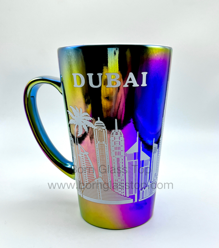 460ML Big Funnel 15.5oz Dubai City Colorful Ceramic Coffee Mug