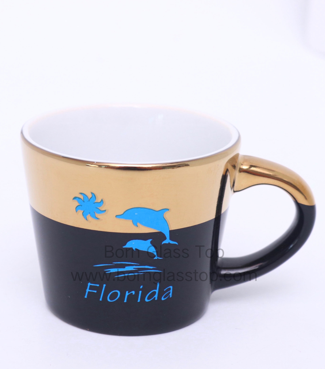 Gilded Paper Decal Florida City Dolphin Item Ceramic Coffee Mug