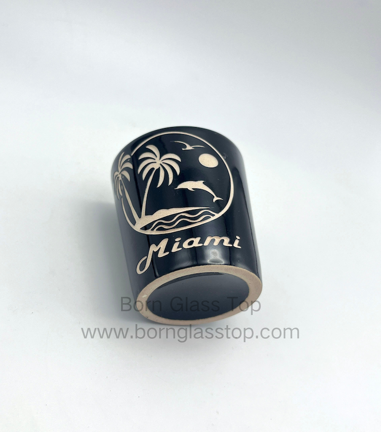 60ML Miami Seaside Collectiable Scene Sanding Black Ceramic Shot Glass