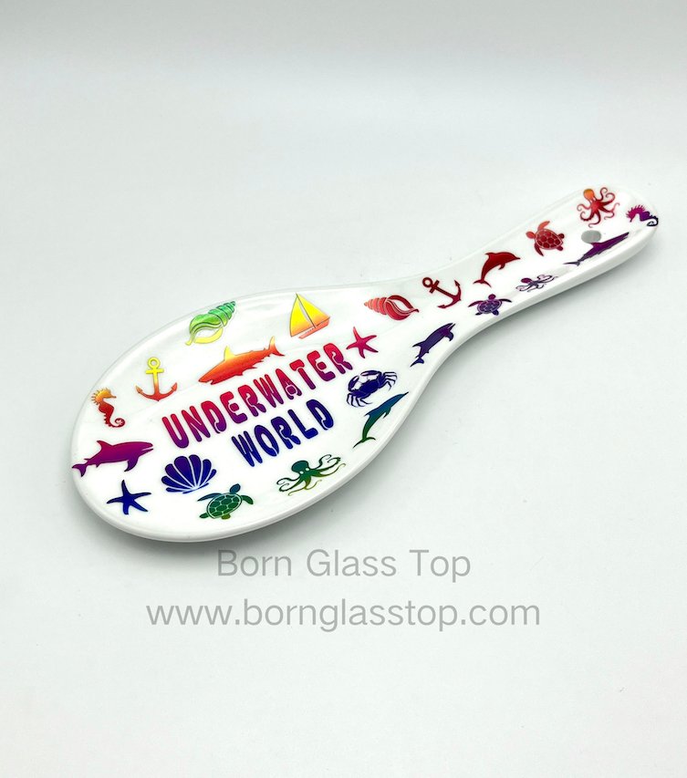 Ornament Underwater World Animal Collection Silver Press Ceramic Soup Spoon