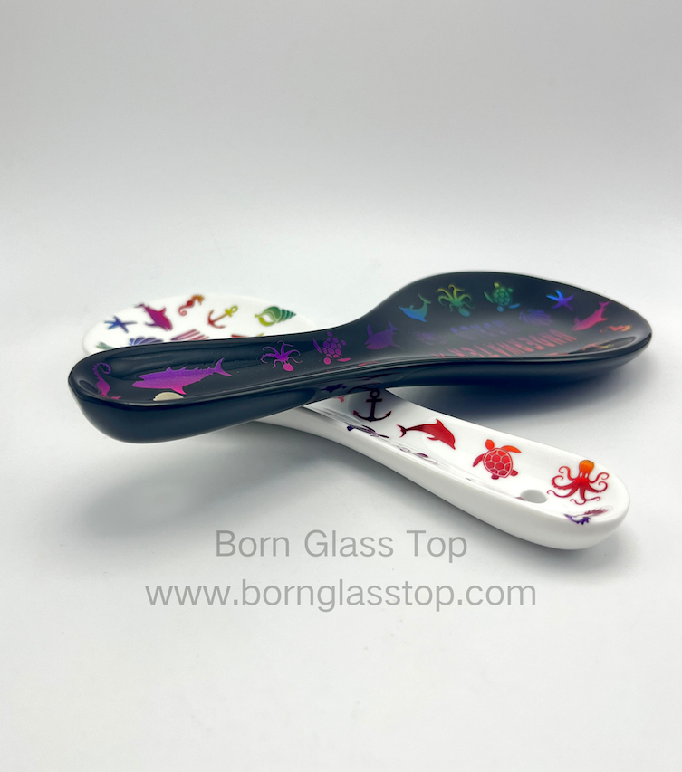 Ornament Underwater World Animal Collection Silver Press Ceramic Soup Spoon