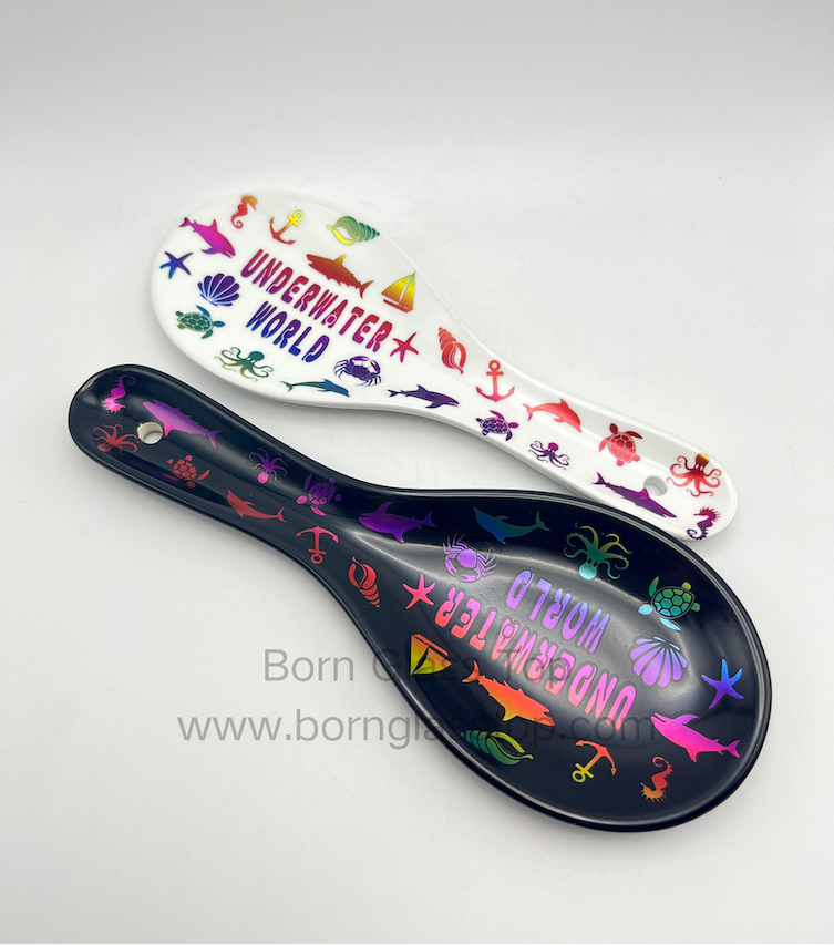 Ornament Underwater World Animal Collection Silver Press Ceramic Soup Spoon
