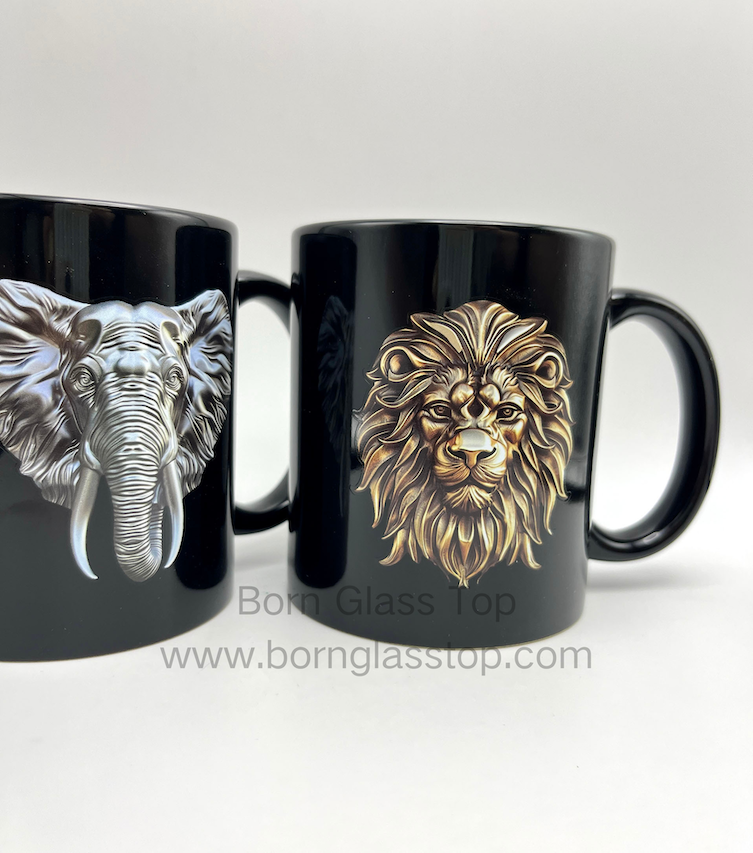 Mighty Lion&Elephant Coffee Cup Three-dimensional Effect African Souvenir