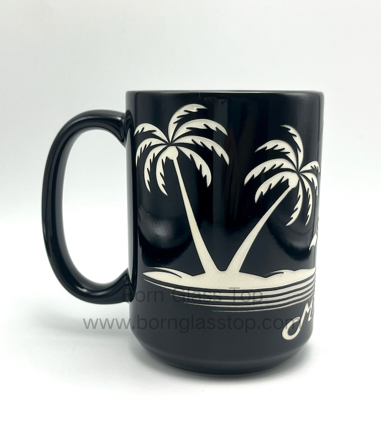 Maimi Beach With Dolphins Black Sanding Ceramic Travel Mugs