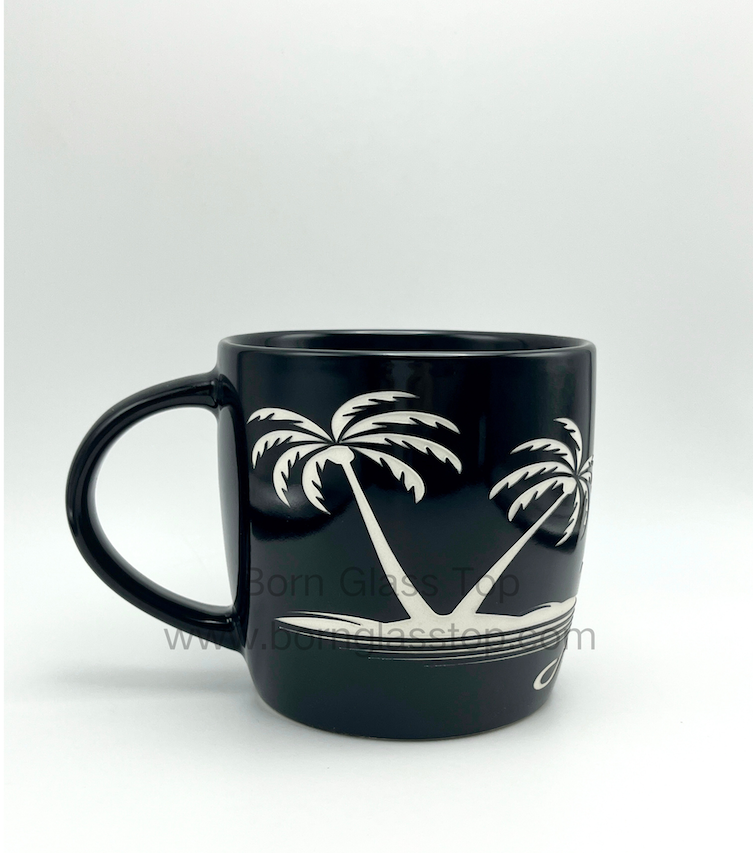 Maimi Beach With Dolphins Black Sanding Ceramic Travel Mugs