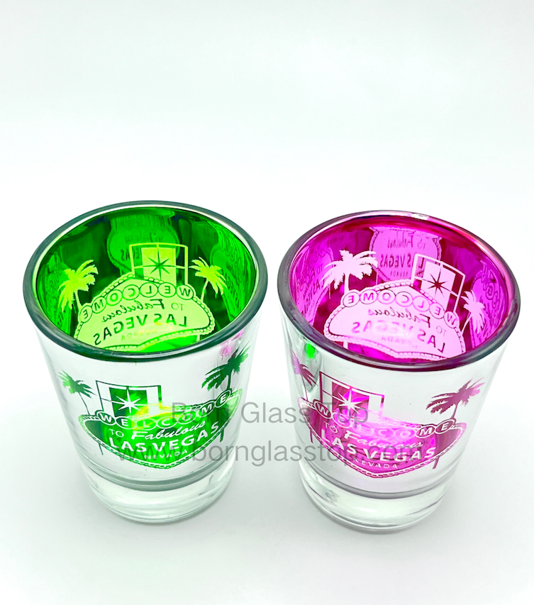 Special Born Colored Electroplate Grave Shot Glass | City Item