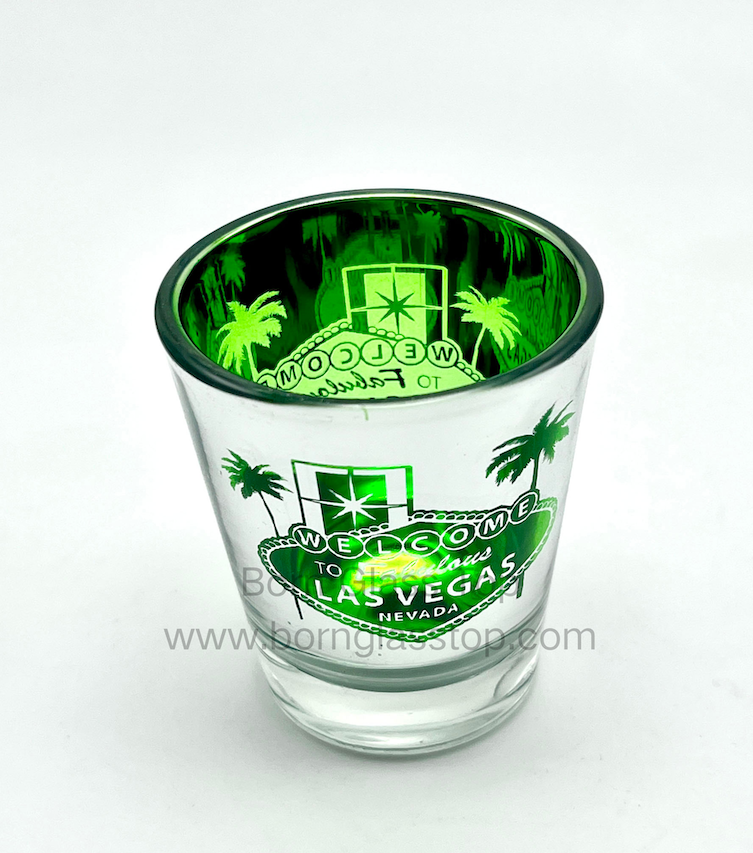 Special Born Colored Electroplate Grave Shot Glass | City Item