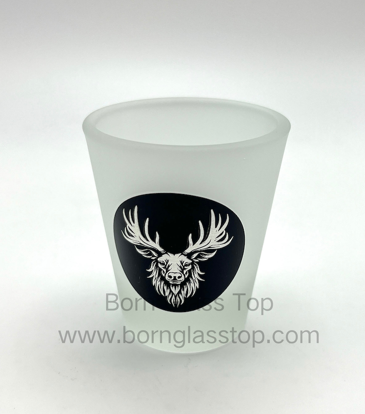 Lion&Deer Frosted Embossed Effect Brushed Silver Animal Vintage Shot Glass