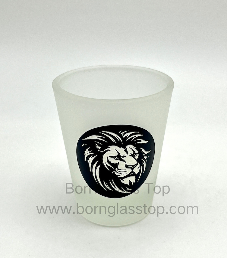 Lion&Deer Frosted Embossed Effect Brushed Silver Animal Vintage Shot Glass