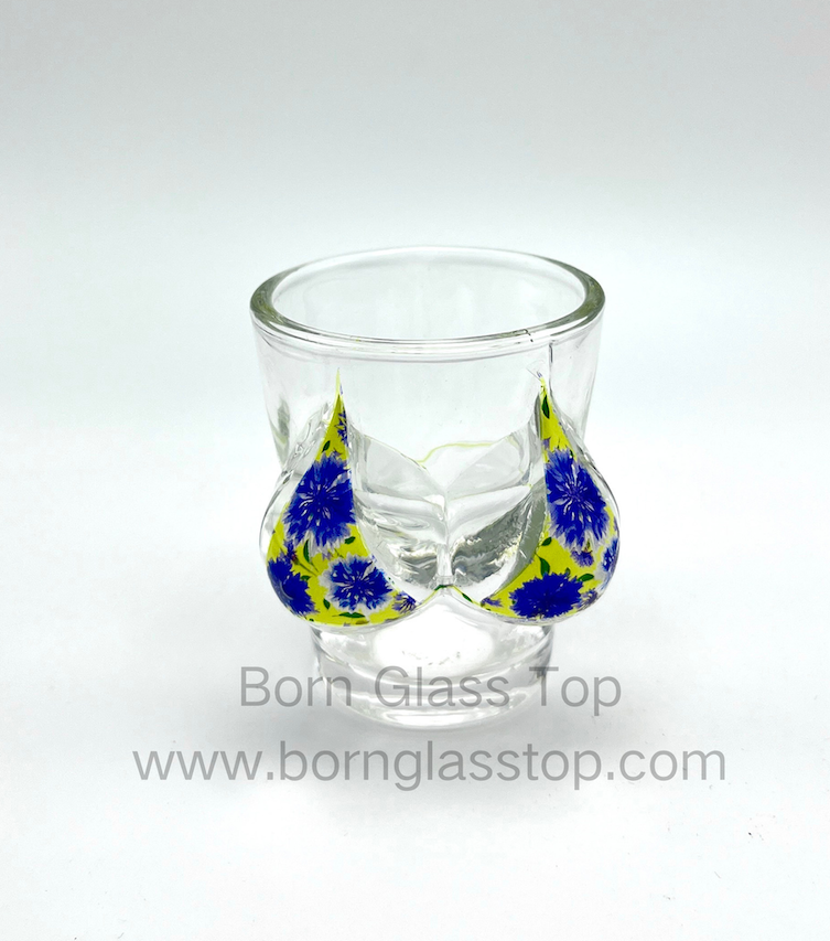 Flower Pattern Decal Bikini Colored Playboy Special 1.75oz Shot Glass