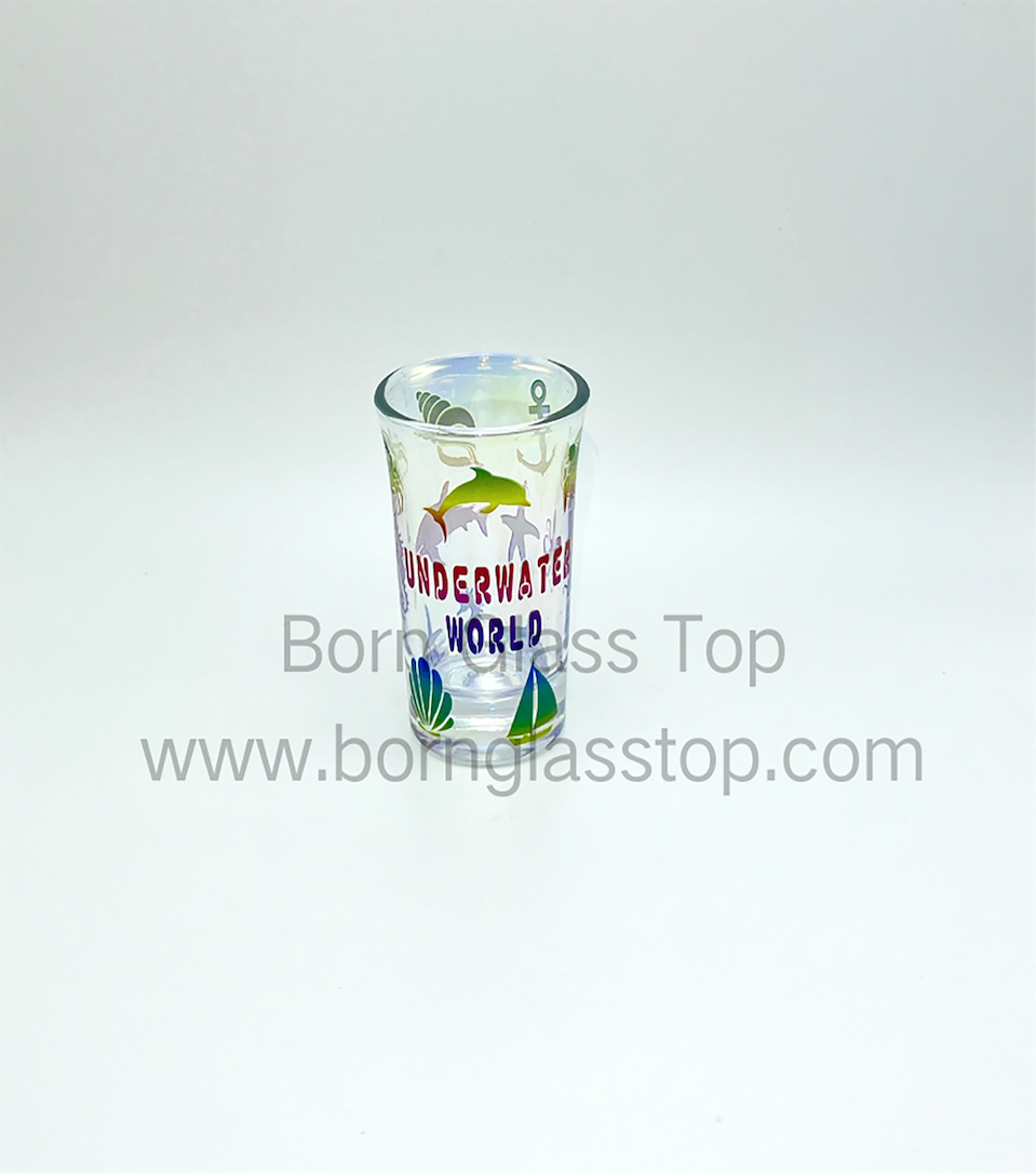 Electroplate Colored Drinkware Shot Glass For Party Offset Marine Animals Decal