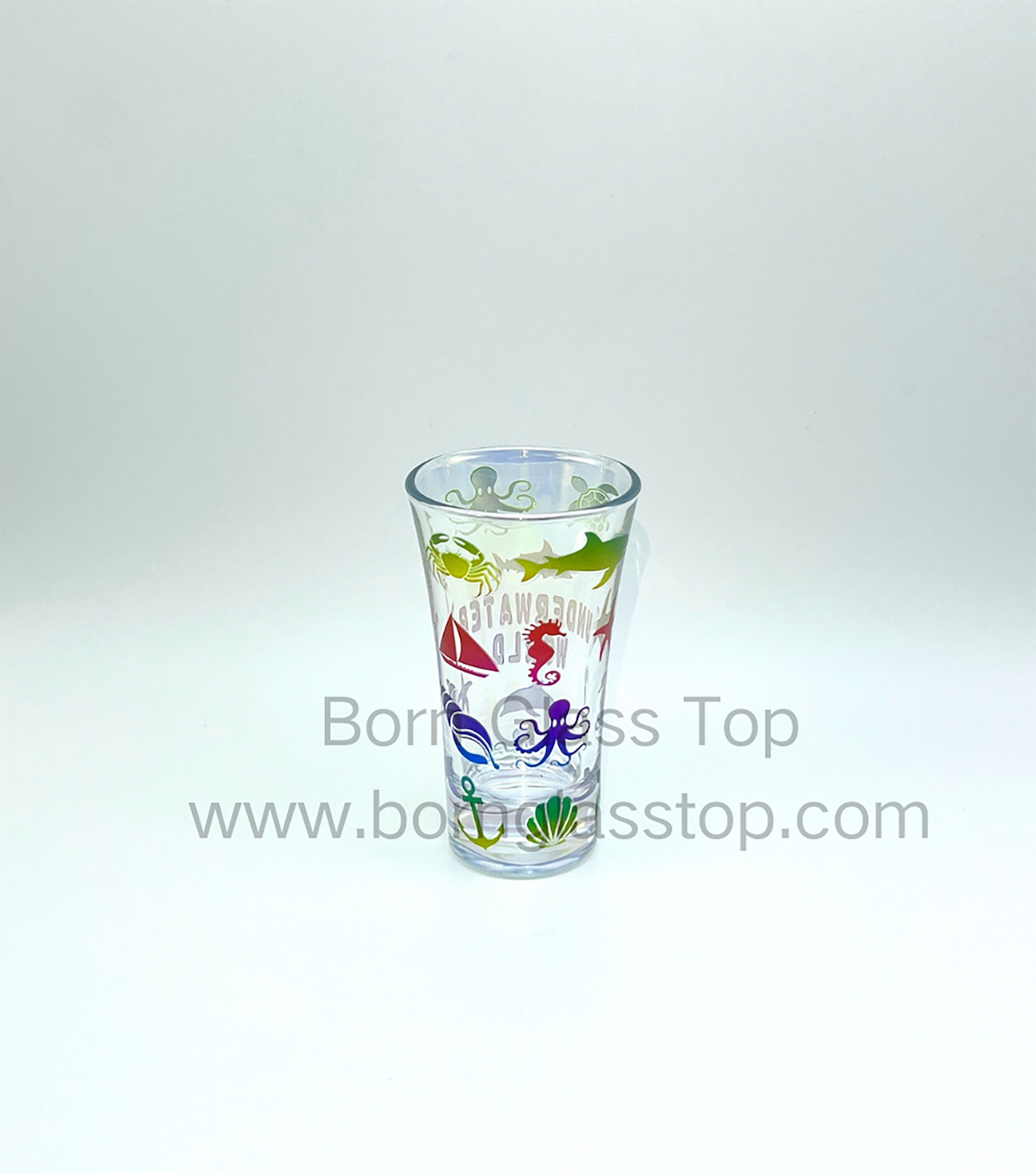 Electroplate Colored Drinkware Shot Glass For Party Offset Marine Animals Decal