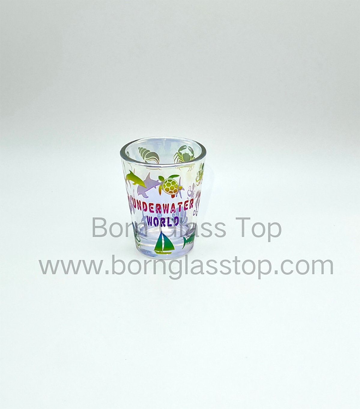 Electroplate Colored Drinkware Shot Glass For Party Offset Marine Animals Decal