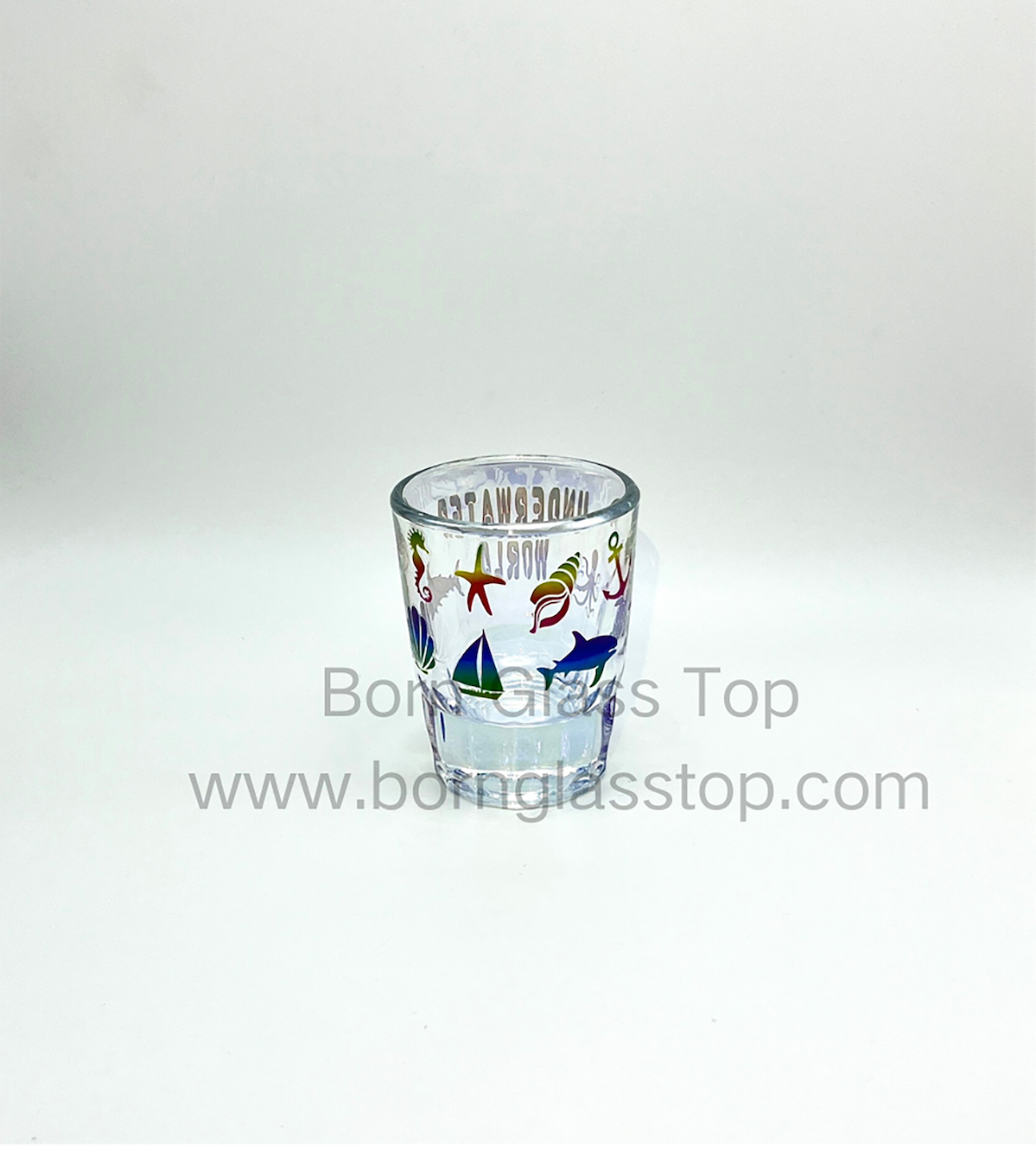 Electroplate Colored Drinkware Shot Glass For Party Offset Marine Animals Decal