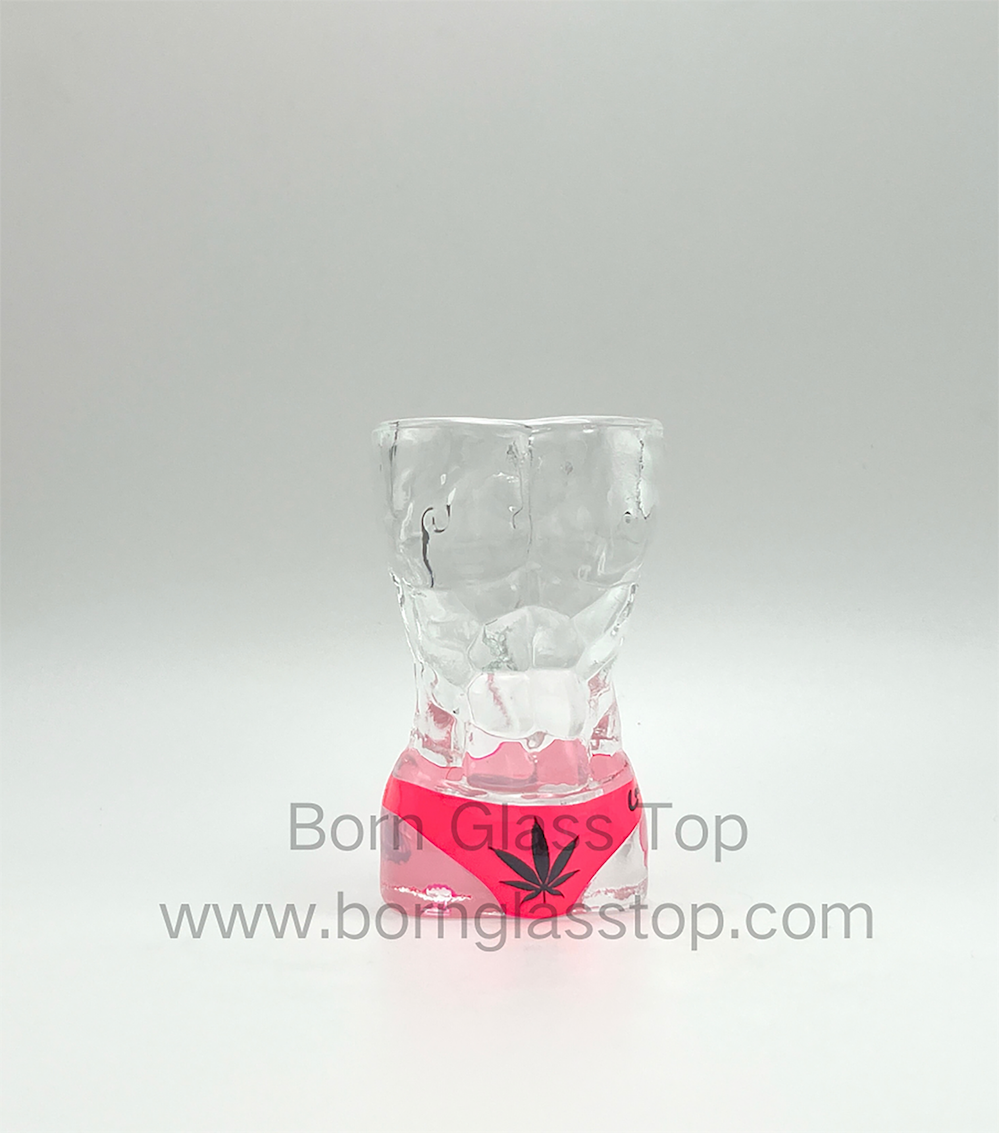 Cannabis Leaves Abdominal Muscle Male Body Shape Shot Glass