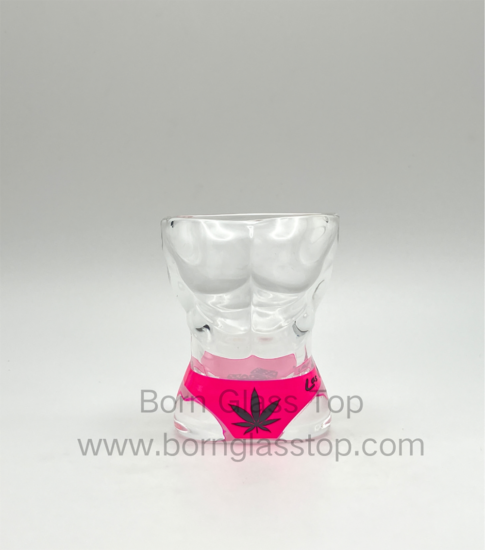 Cannabis Leaves Abdominal Muscle Male Body Shape Shot Glass