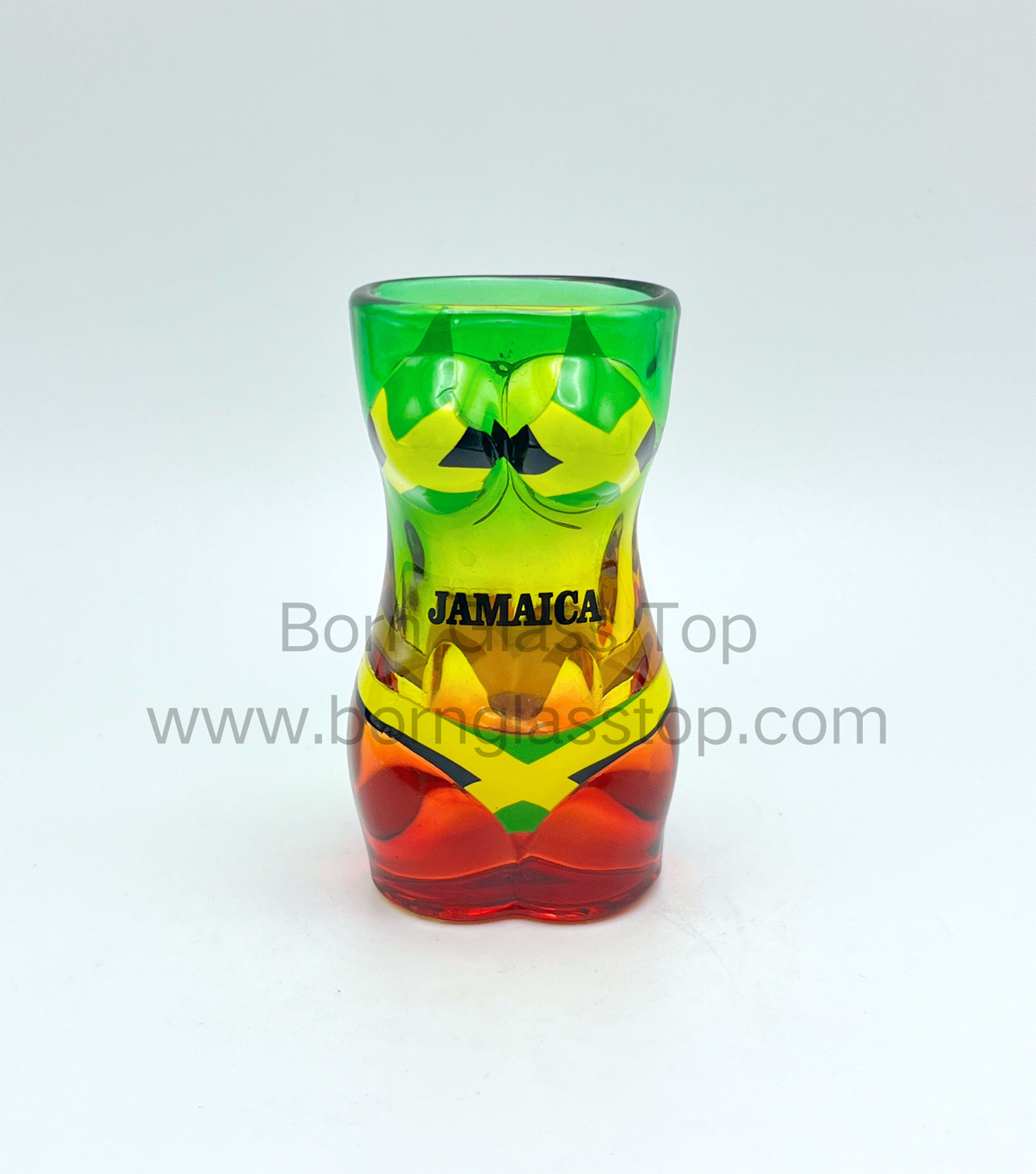 Three Colors Sprayed Jamaica Flag Body-Shaped Preminum Shot Glass 