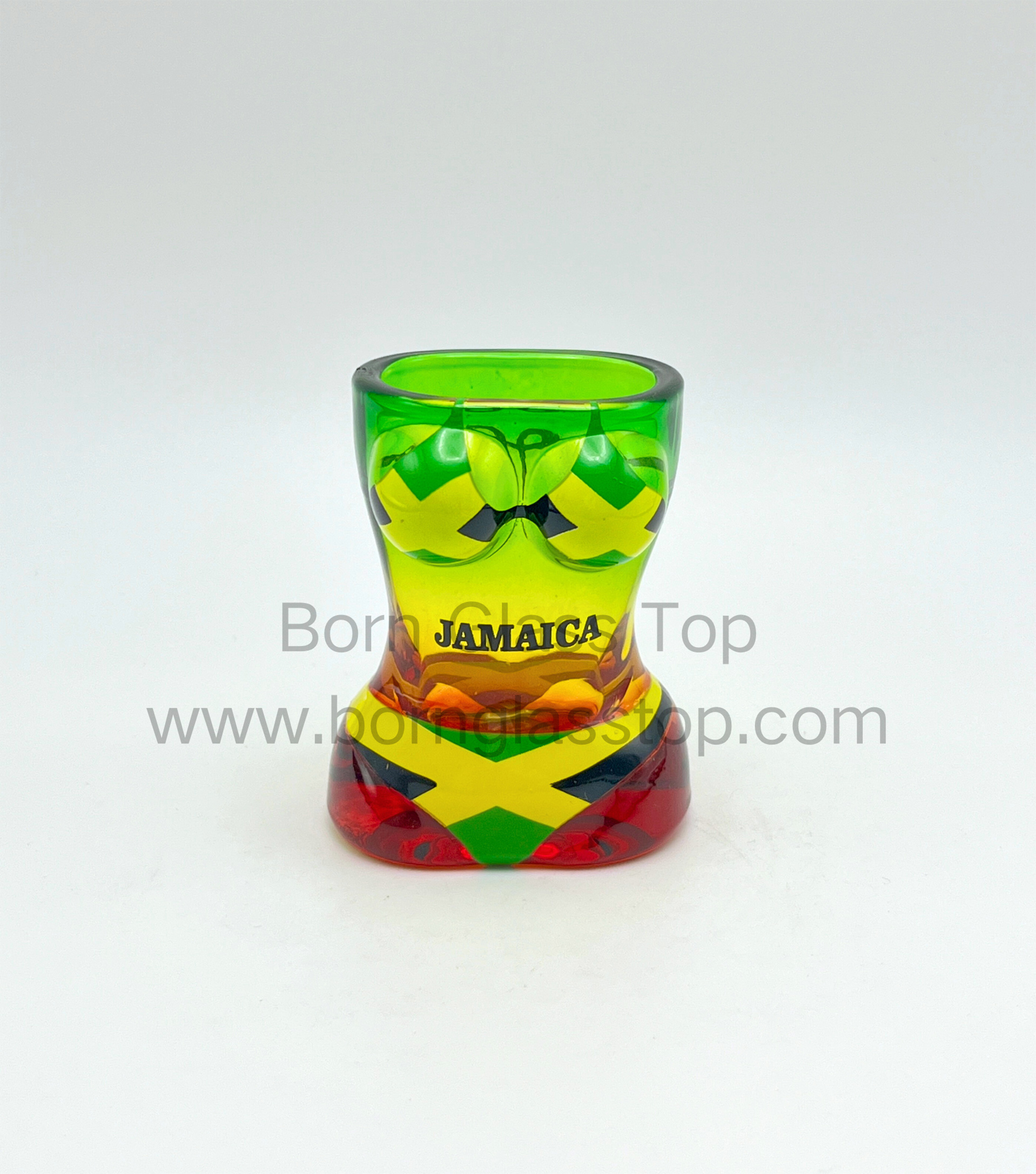 Three Colors Sprayed Jamaica Flag Body-Shaped Preminum Shot Glass 