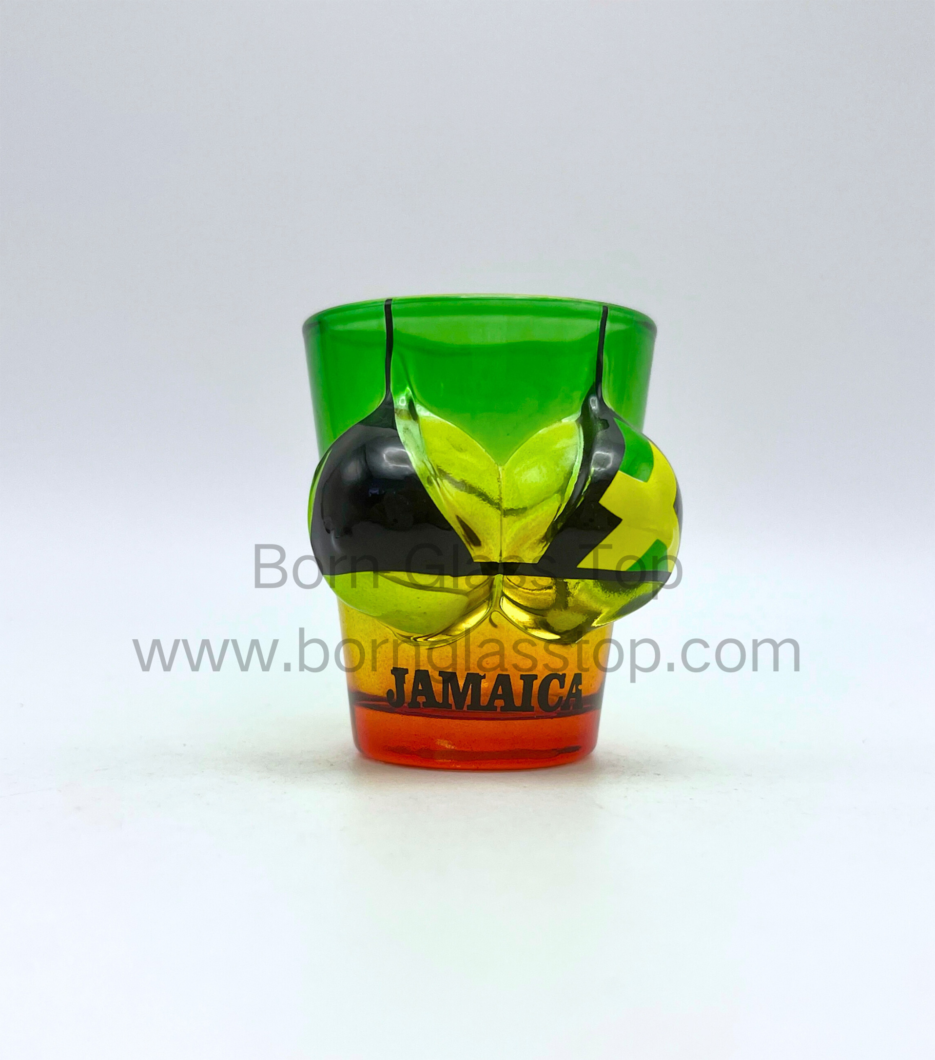 Three Colors Sprayed Jamaica Flag Body-Shaped Preminum Shot Glass 