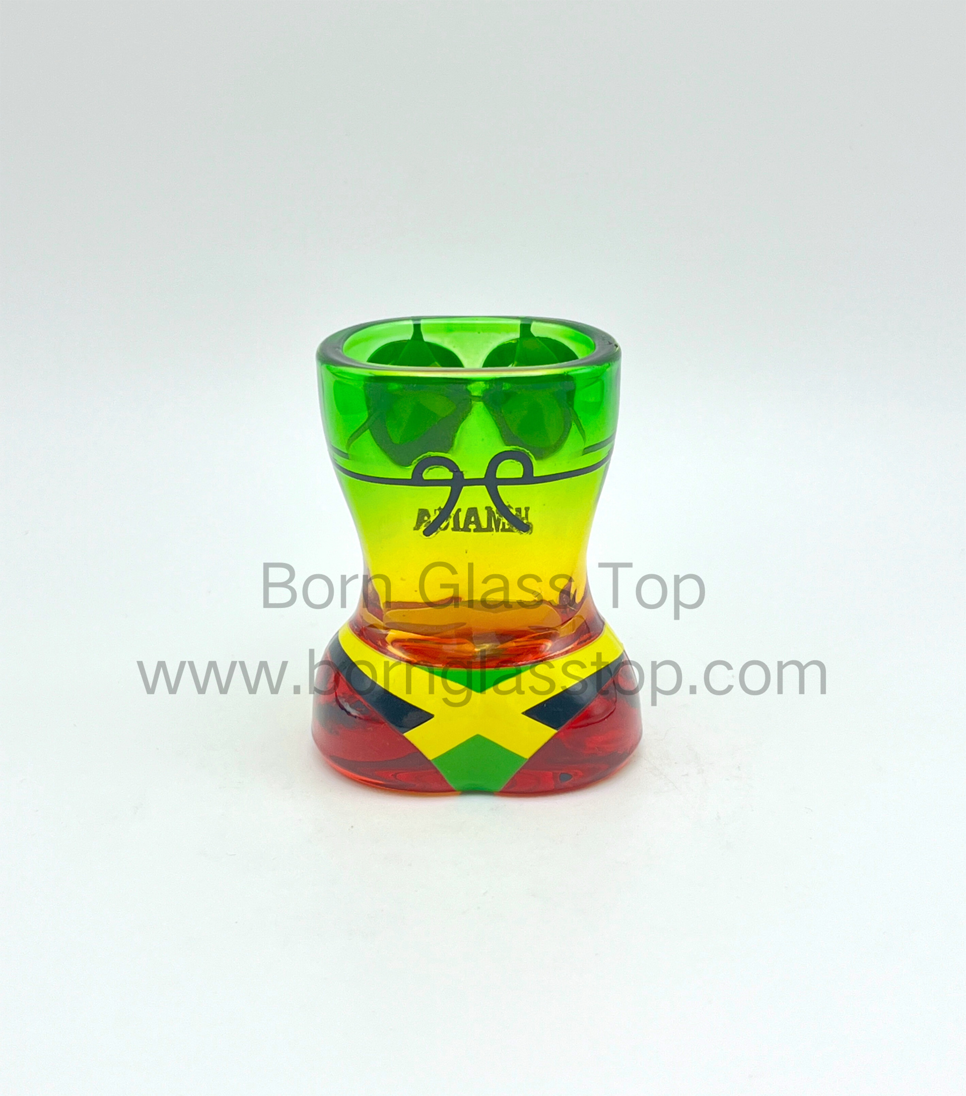 Three Colors Sprayed Jamaica Flag Body-Shaped Preminum Shot Glass 
