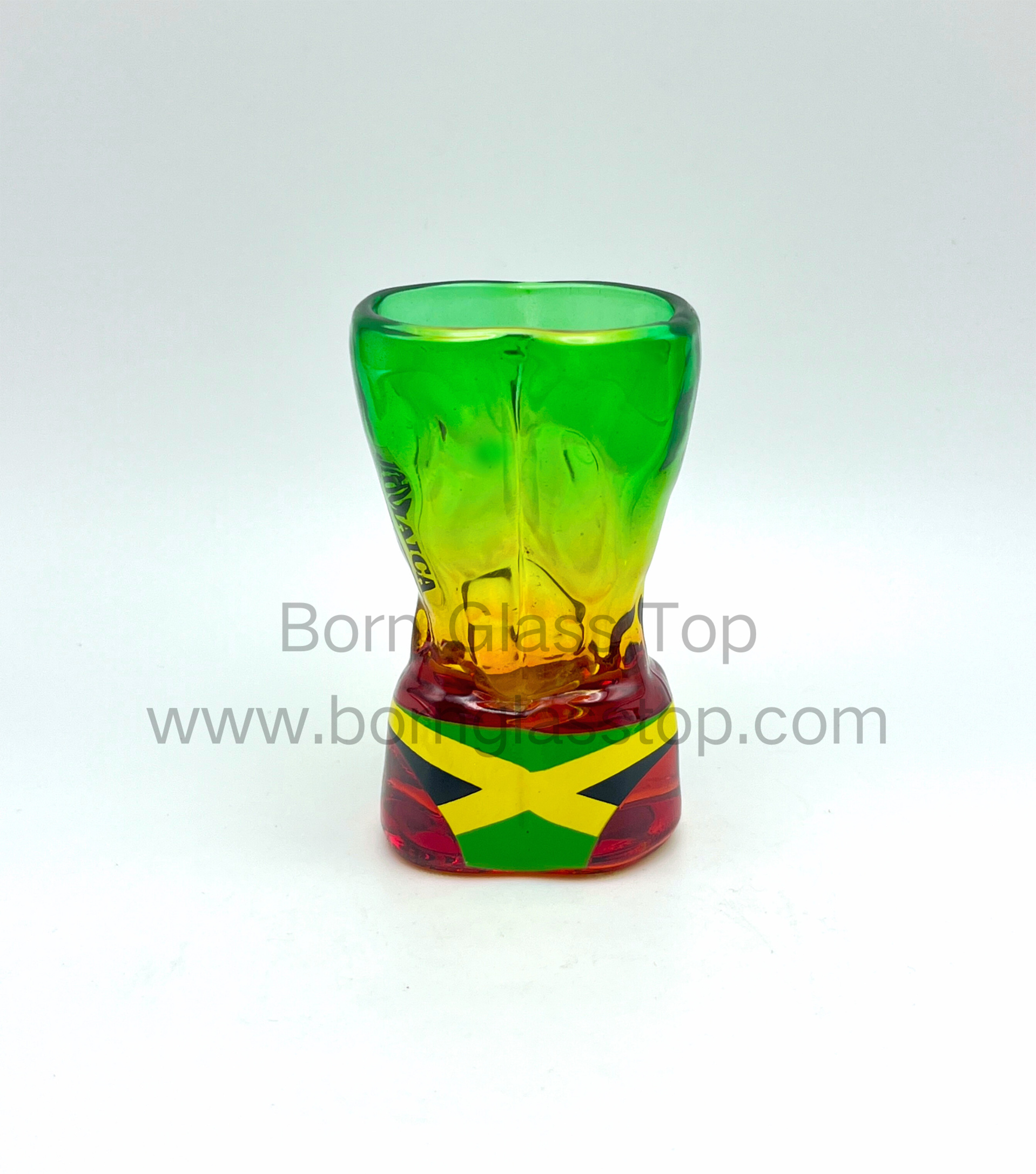 Three Colors Sprayed Jamaica Flag Body-Shaped Preminum Shot Glass 
