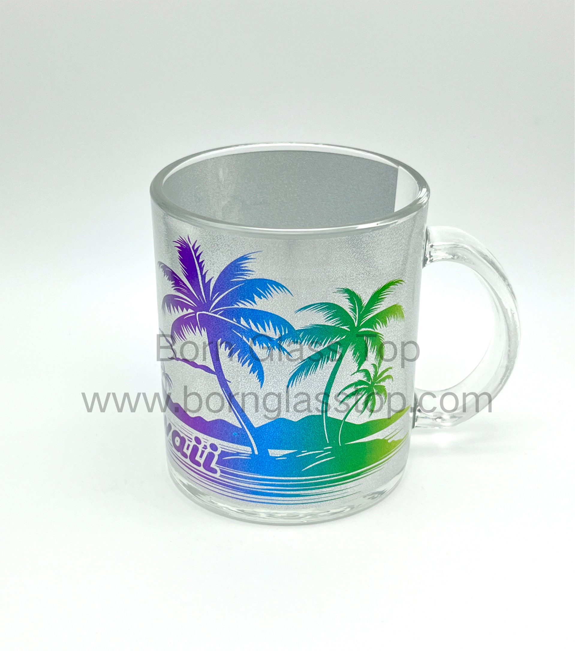 Silver Pressed Laser Effect Decal Ireland No.1 Glass Customzied Hawaii Scene