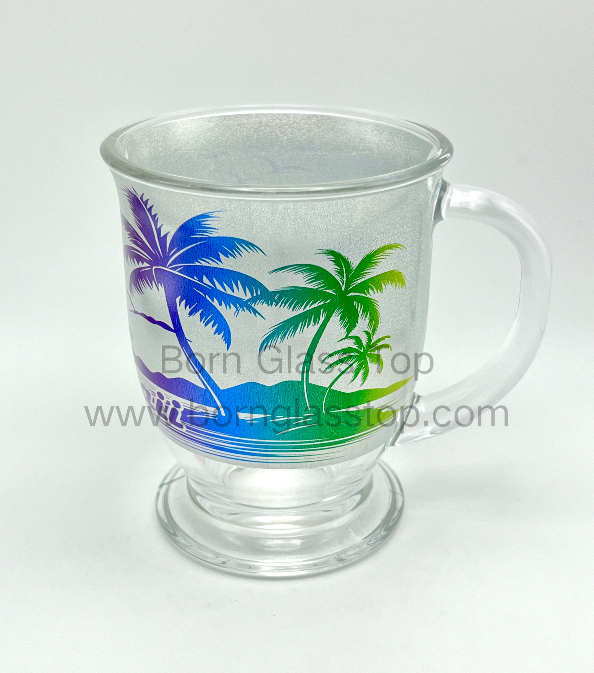 Silver Pressed Laser Effect Decal Ireland No.1 Glass Customzied Hawaii Scene