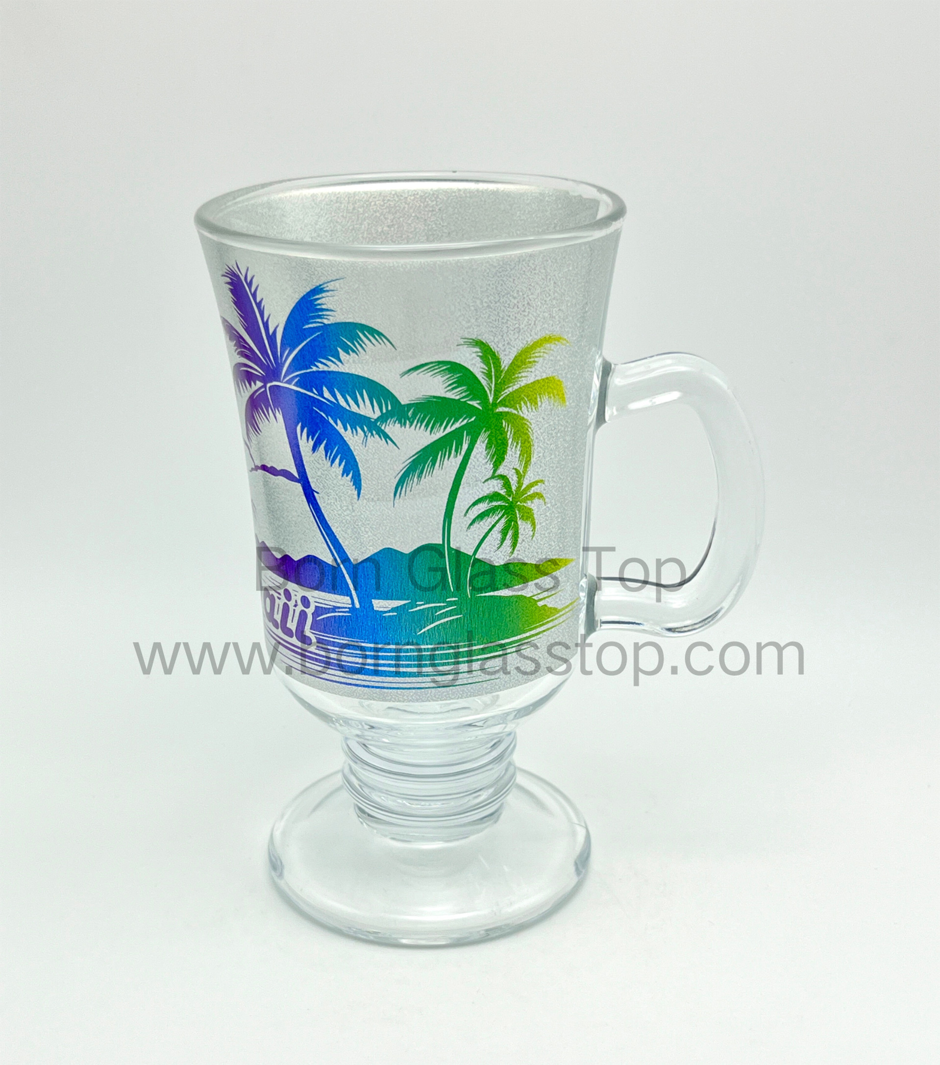 Silver Pressed Laser Effect Decal Ireland No.1 Glass Customzied Hawaii Scene