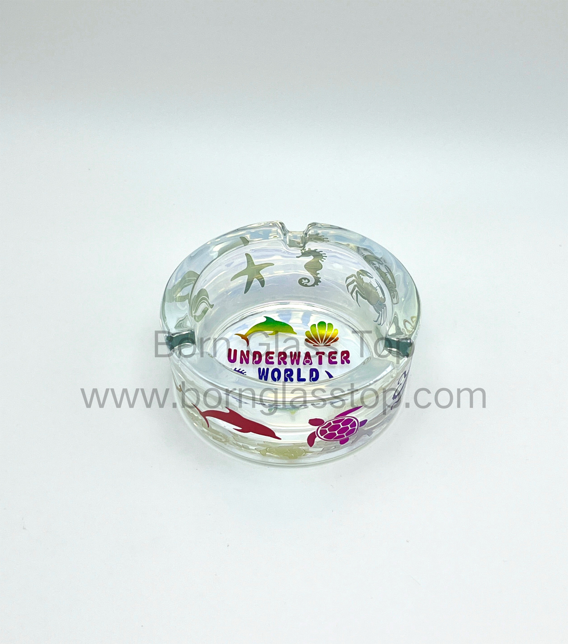 Gradual Offset Decal Smoking Accessories 7.5cm Electroplating Ashtrays