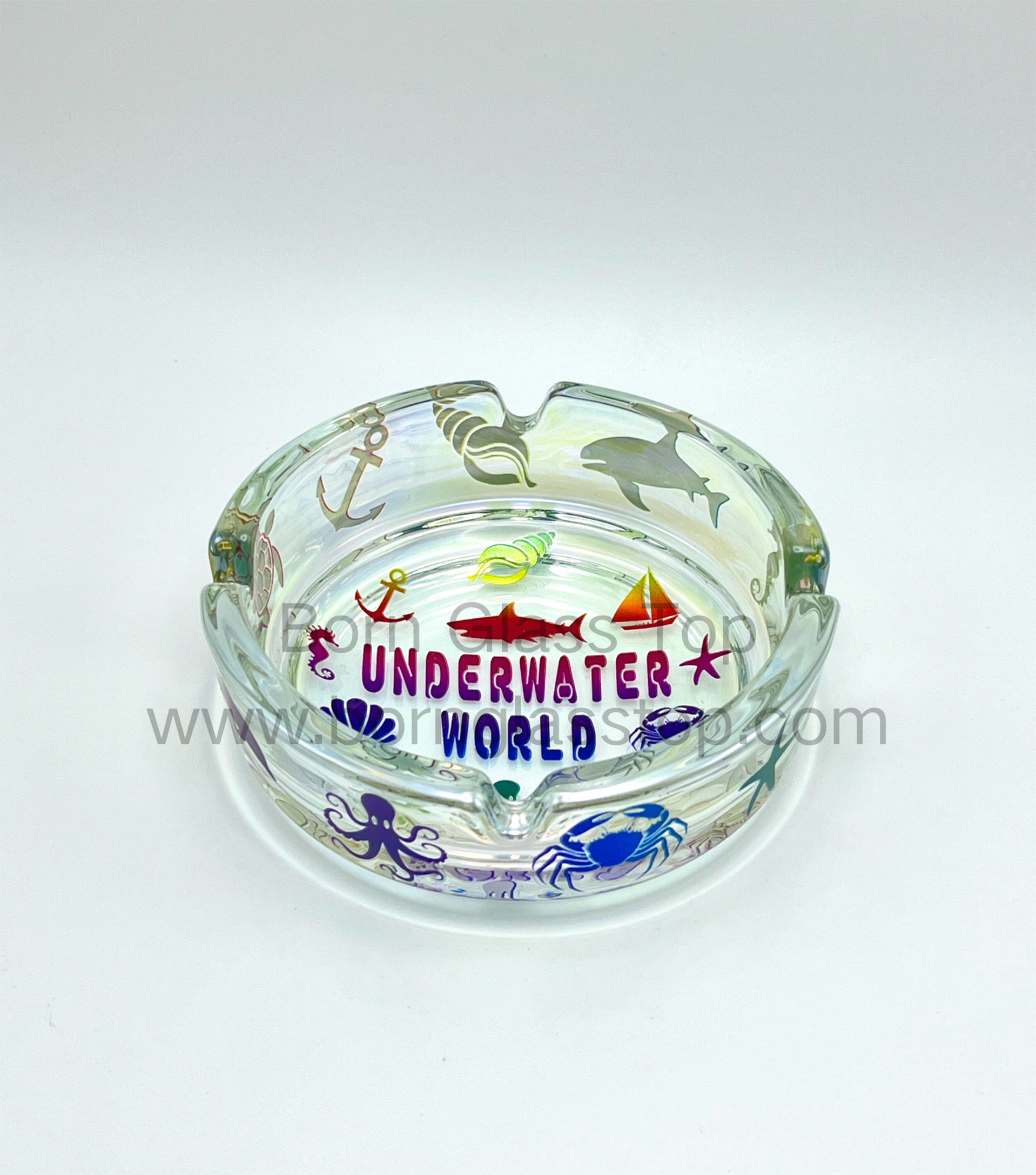 Gradual Offset Decal Smoking Accessories 7.5cm Electroplating Ashtrays