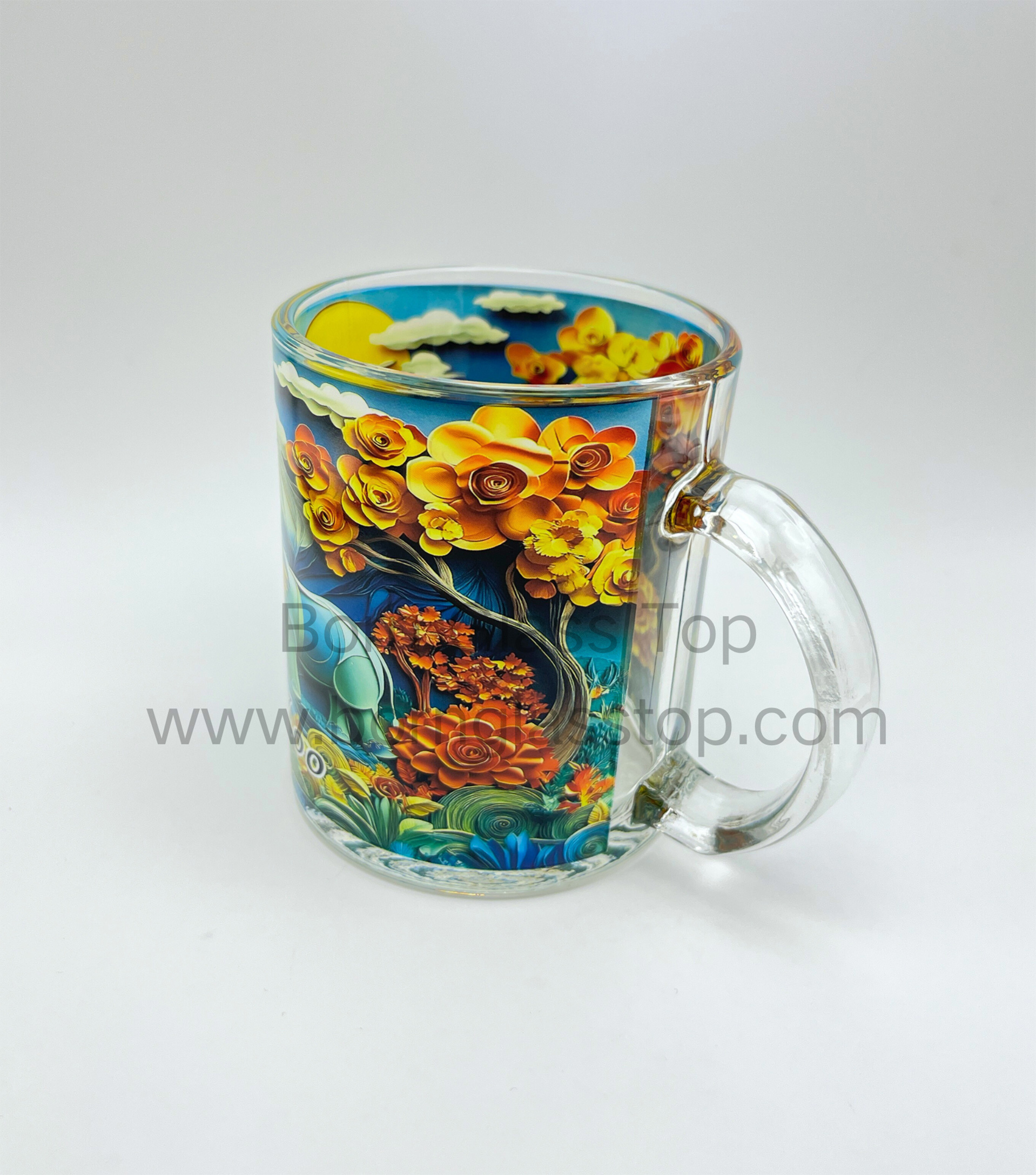 I Love Dubai Premium Tourist Stamp Bidirectional Offset Decal Glass Mug