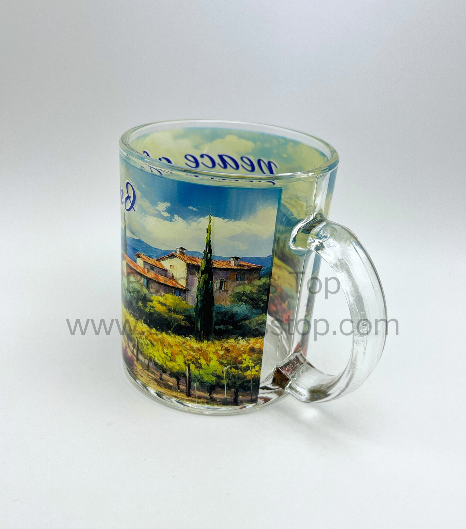 I Love Dubai Premium Tourist Stamp Bidirectional Offset Decal Glass Mug