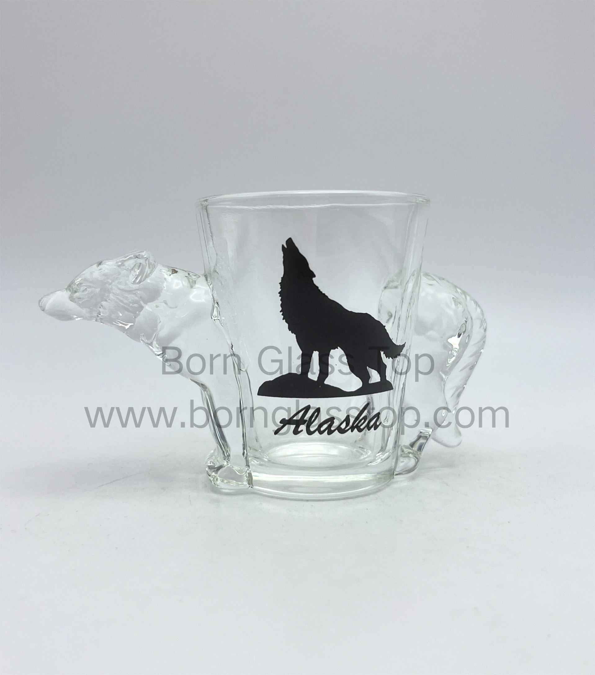 Alaska Wolf Shape Silhouette Memories Single Decal Animal Shot Glass