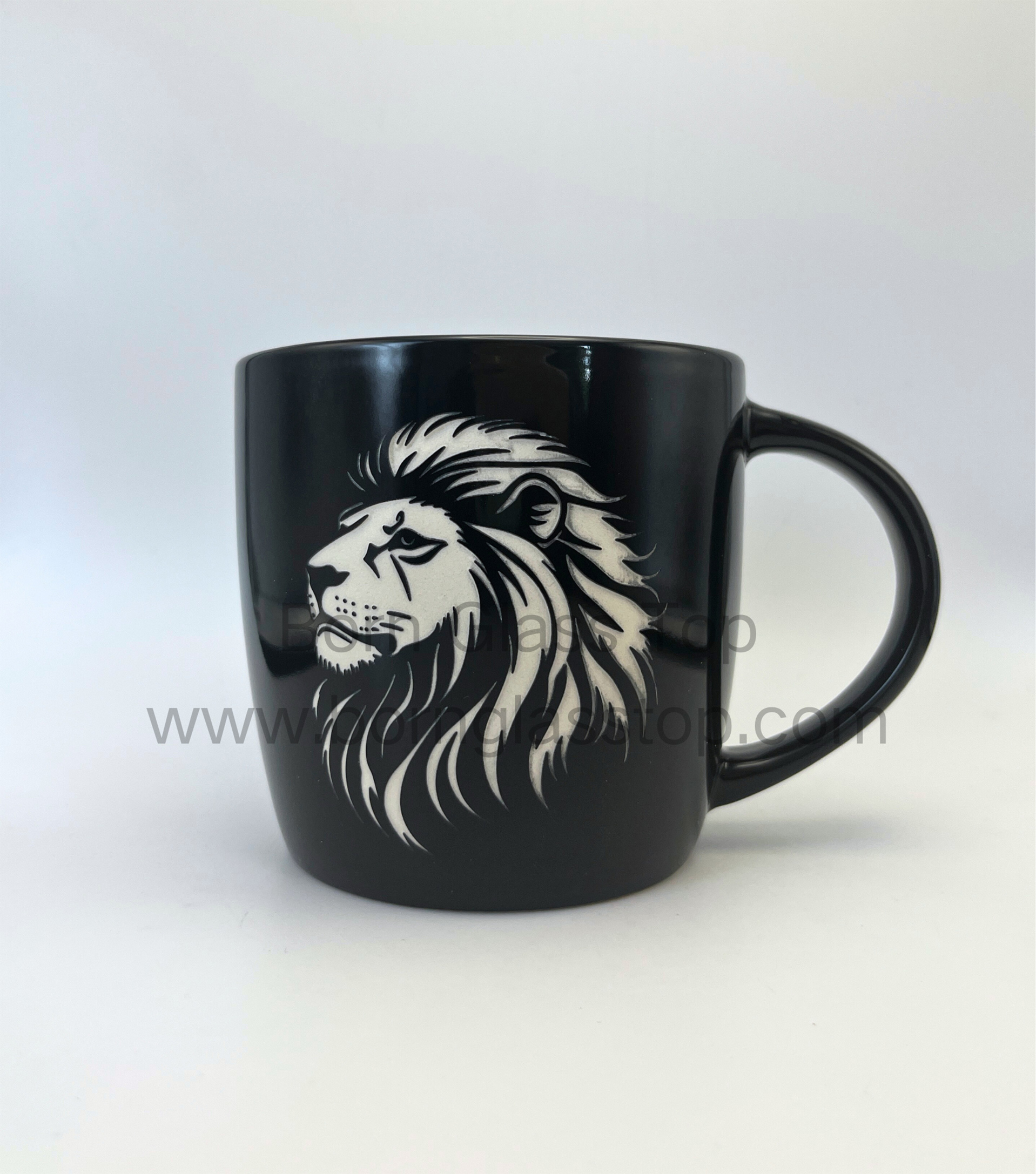 Sandblasting Giraffe Animal Shape Black Ceramic 440ml Matte Convex Mug