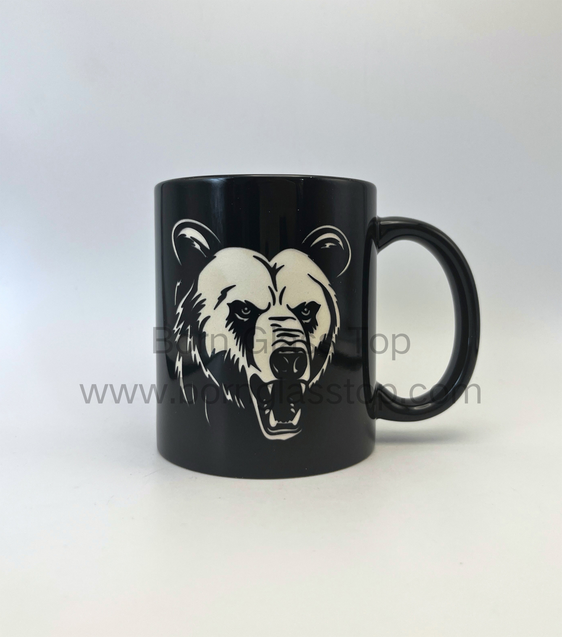 Sandblasting Giraffe Animal Shape Black Ceramic 440ml Matte Convex Mug