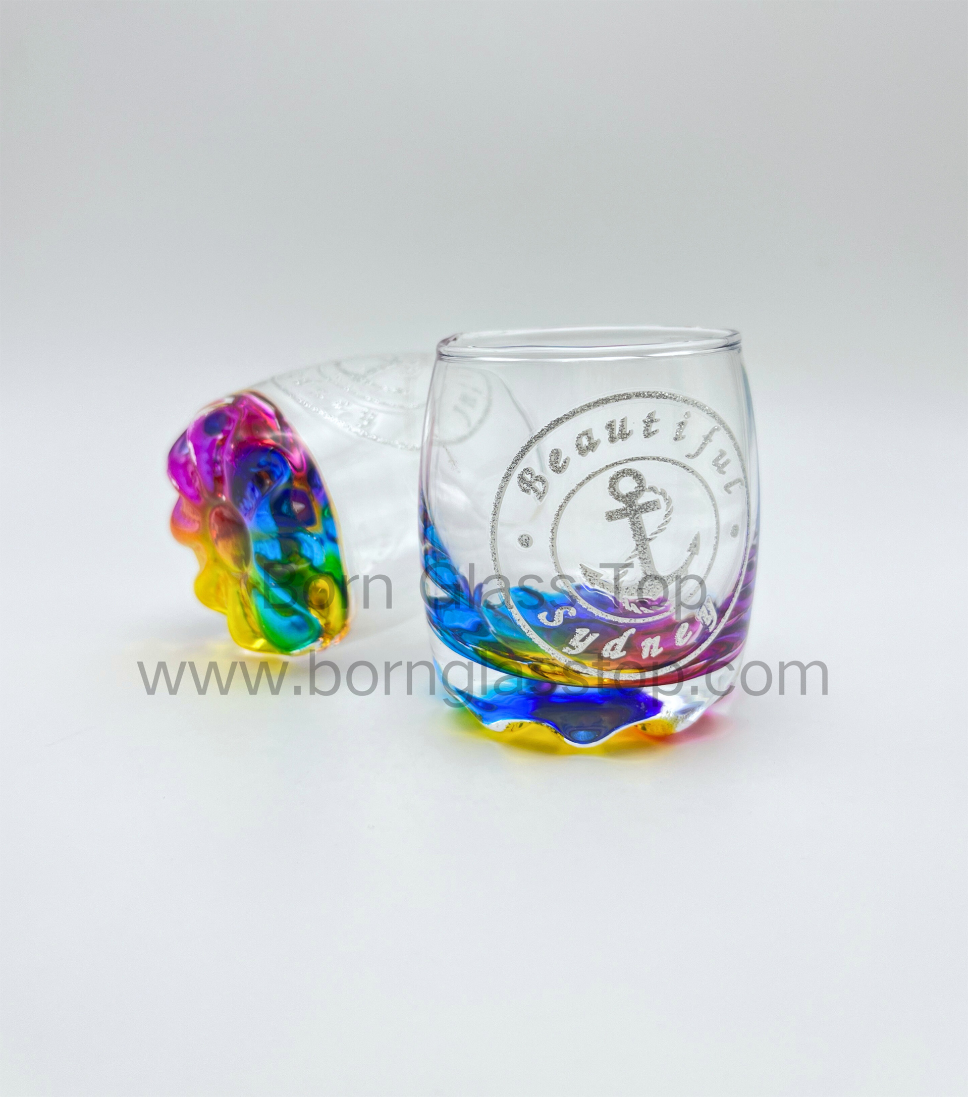 Glitter Sydney Anchor City Collection Colorful Fluted Bottom Shot Glass Cups