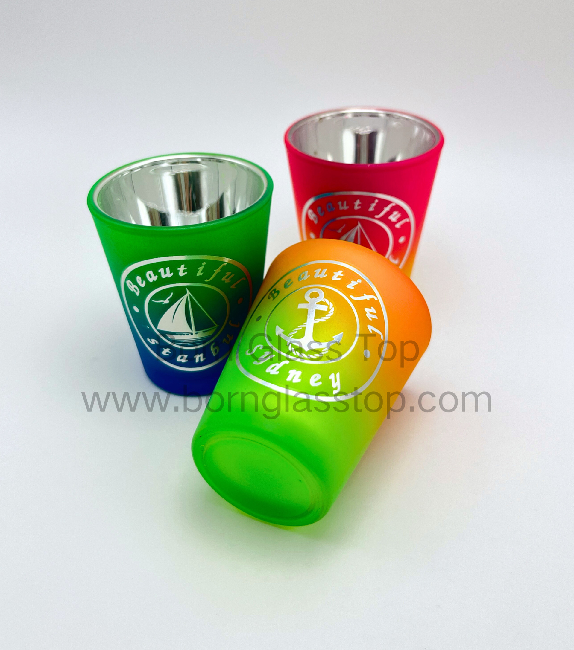 Istanbul/LA City Signs Souvenirs Electroplating Gradual Shot Glass 