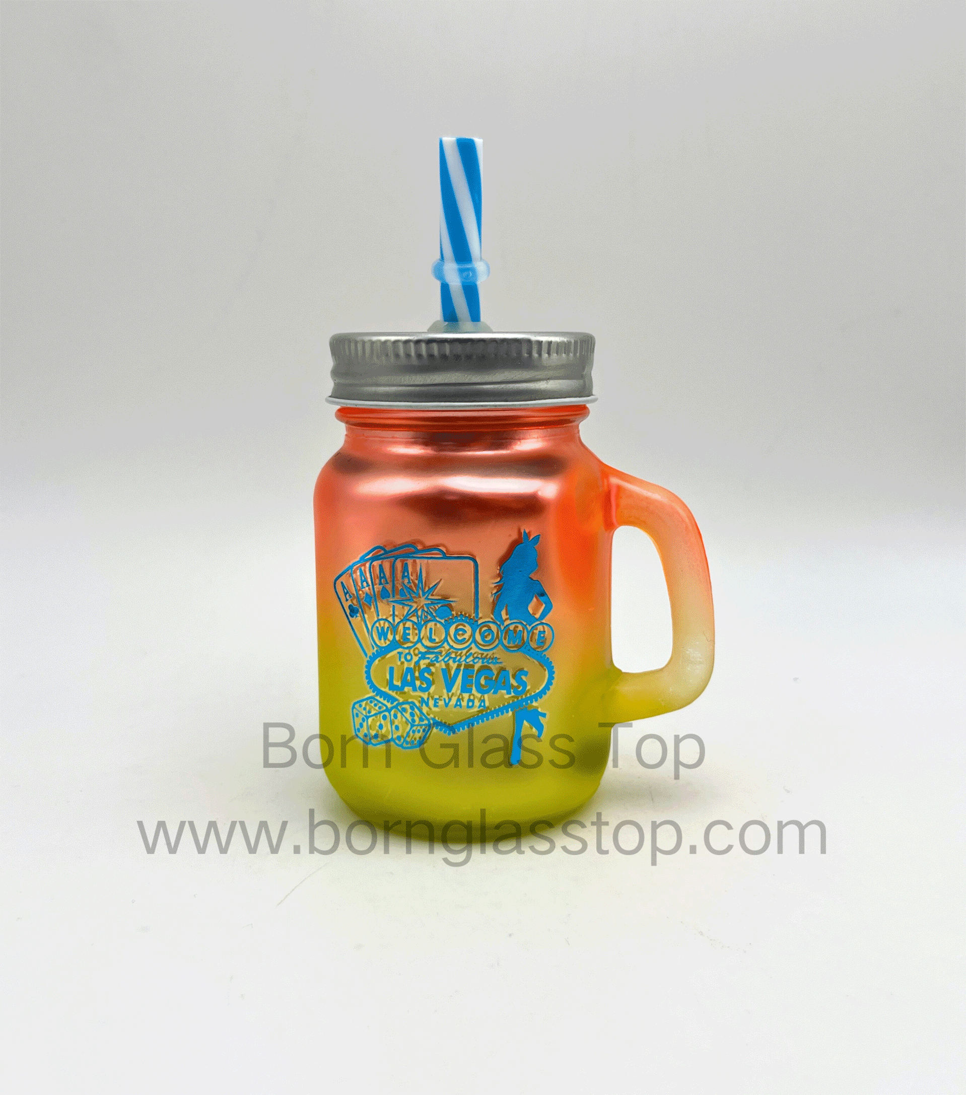 Blue Silver-Pressed Decal 130ML Mason Jar Electroplating Spray Bright Colors