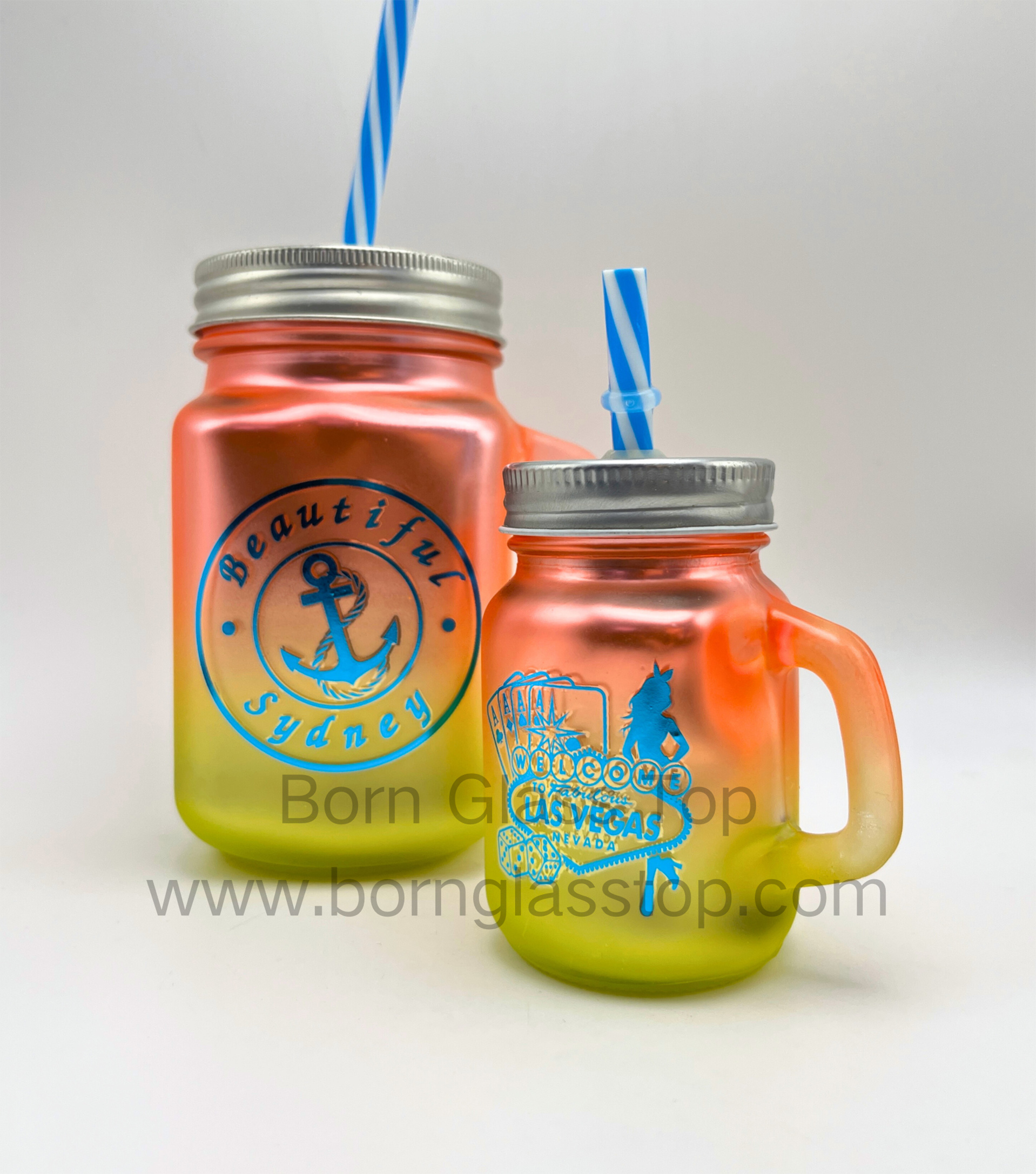 Blue Silver-Pressed Decal 130ML Mason Jar Electroplating Spray Bright Colors