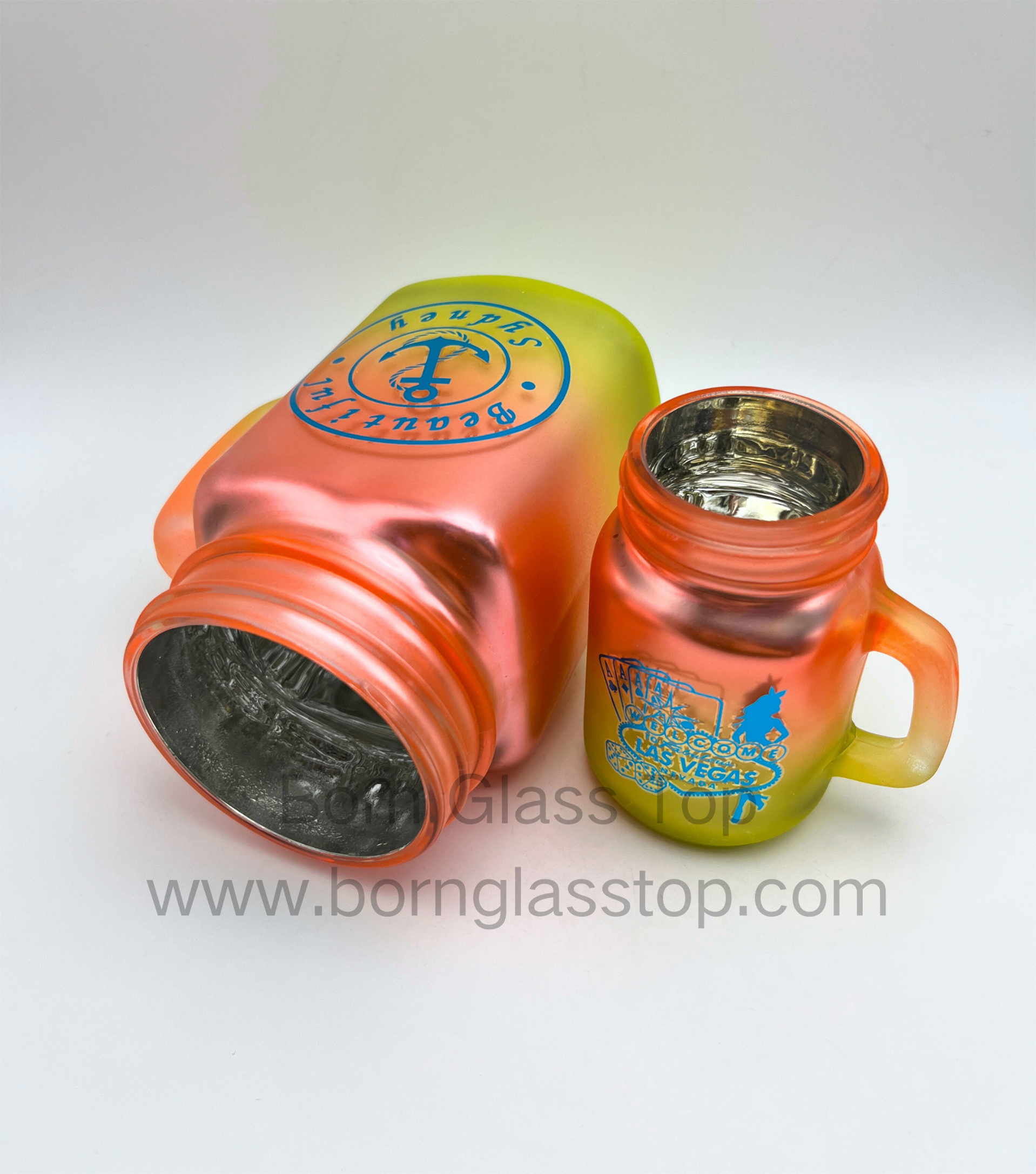 Blue Silver-Pressed Decal 130ML Mason Jar Electroplating Spray Bright Colors