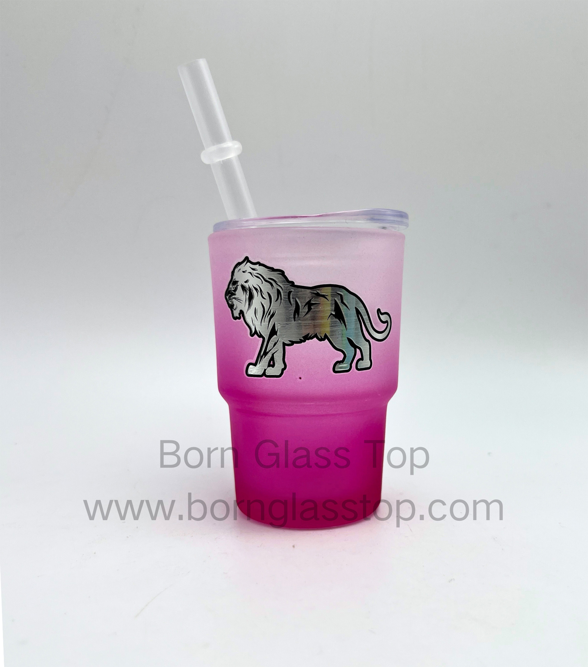 Gradual Embossed Effect Silver-Pressed Moose Stable Shot Glass With Straw&Lid