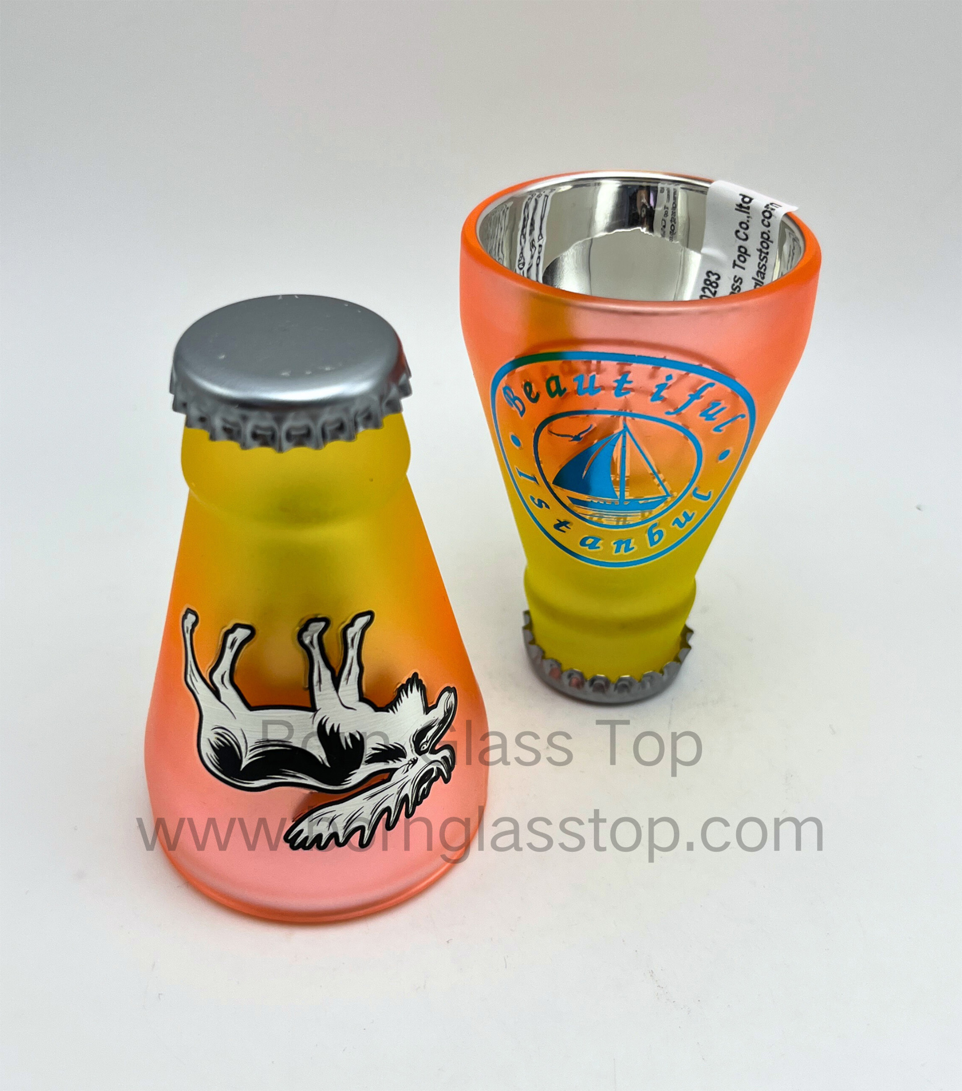 Two-Colors Spray Beer Cap Silver-Pressed Electroplating Shot Glass 