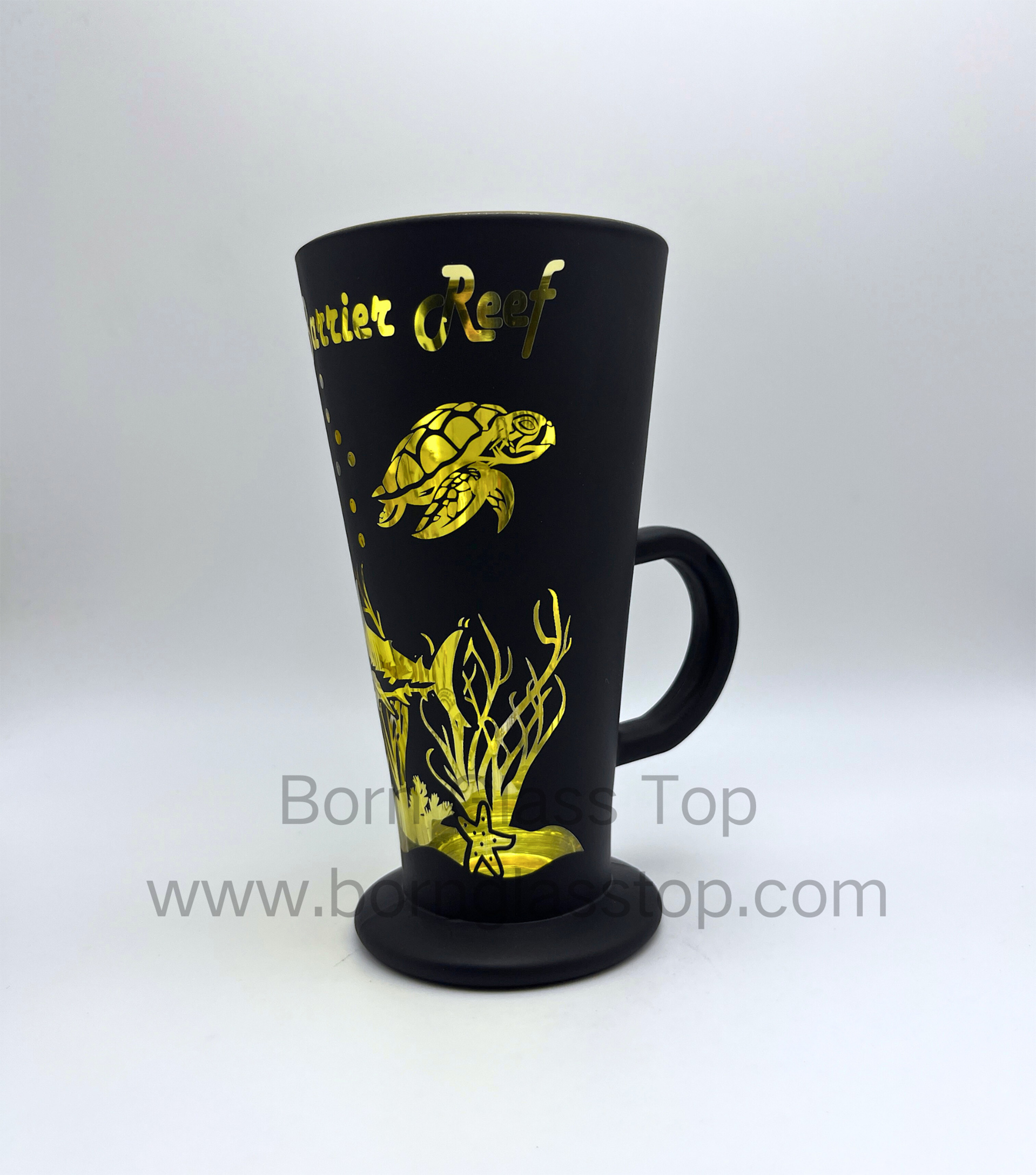 Glittering Ireland No.2 Electroplating Carving Outside Gold Spray Inside Glass Cups