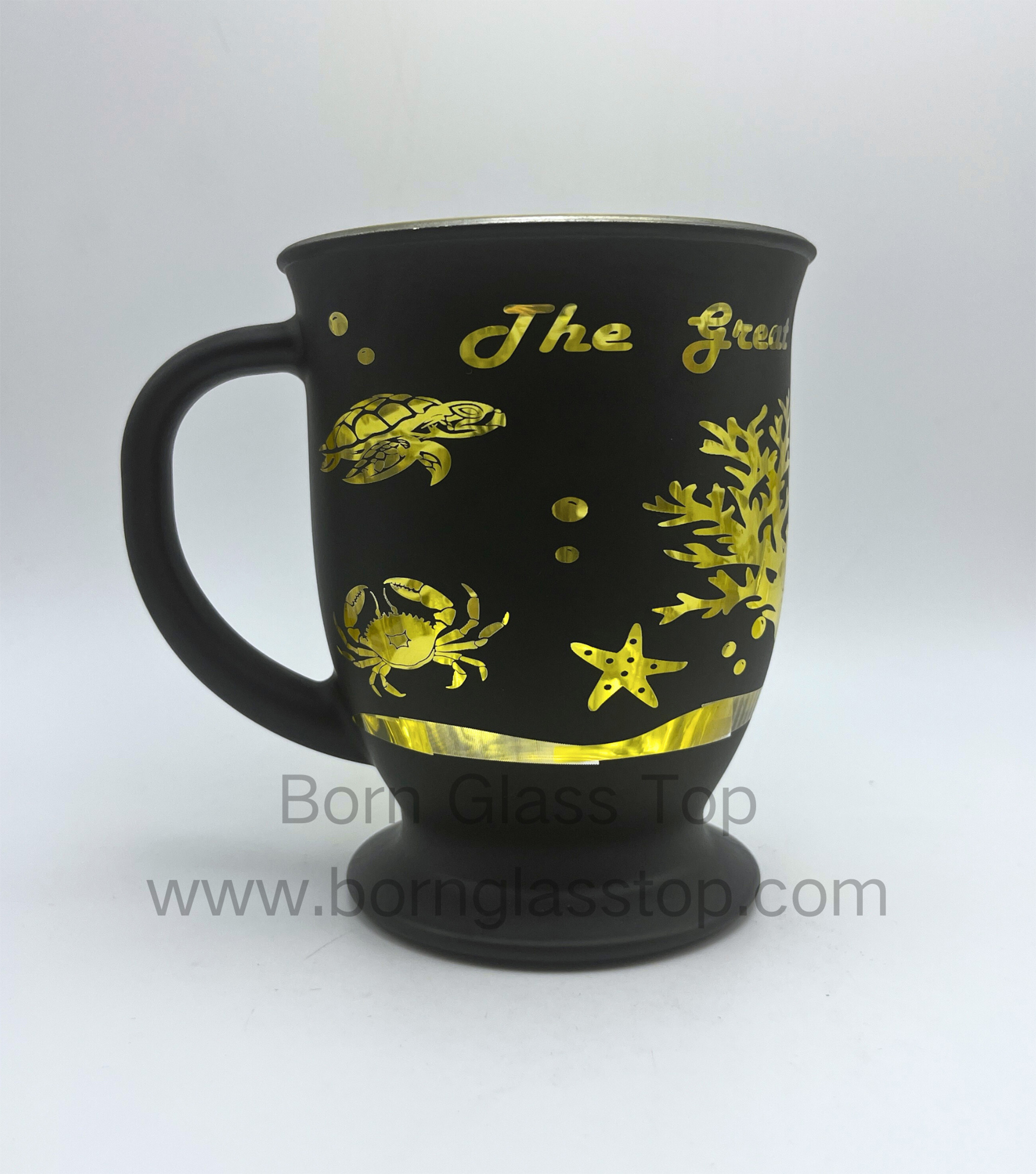 Glittering Ireland No.2 Electroplating Carving Outside Gold Spray Inside Glass Cups